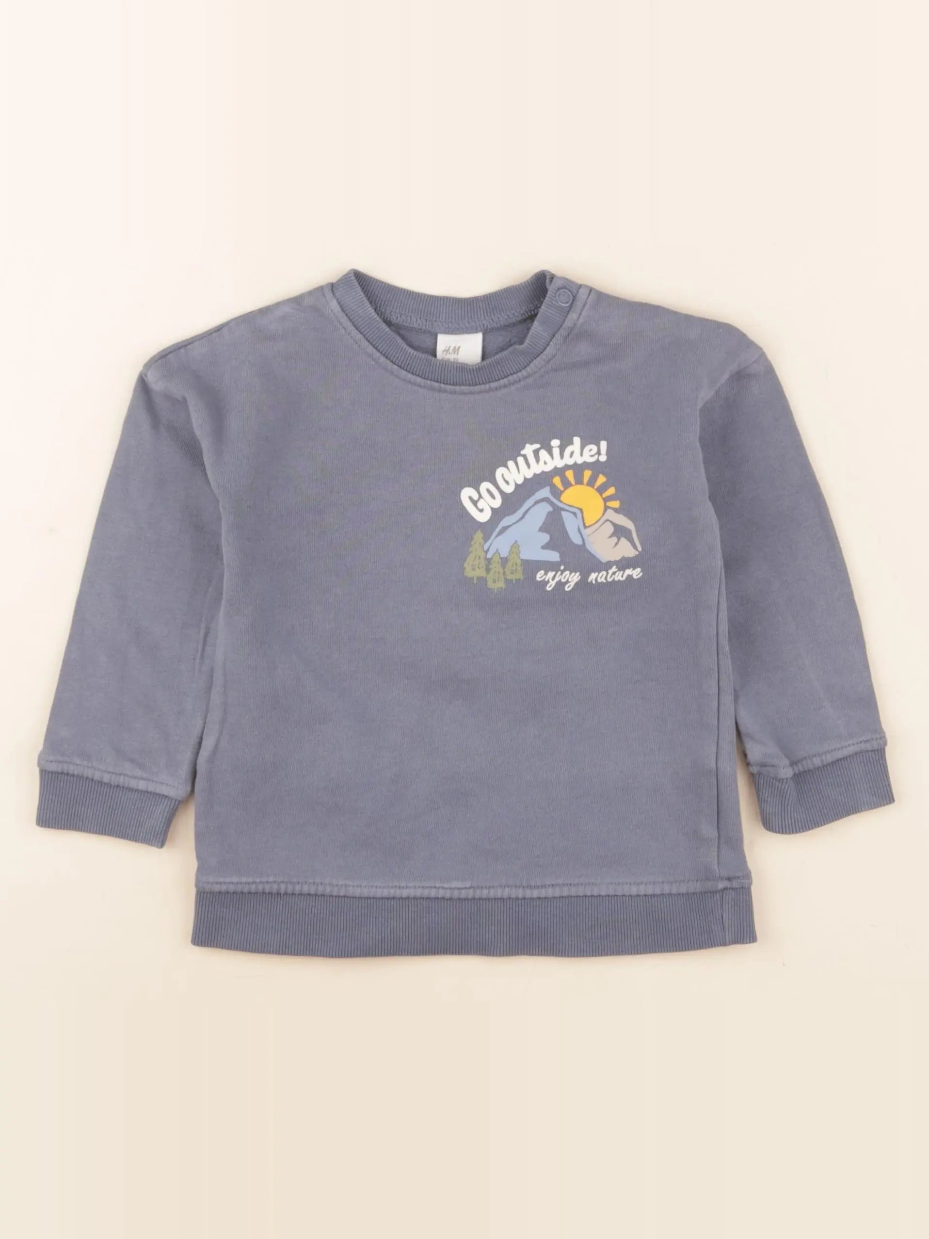 H&M - sweat imprimé au dos bleu - 18/24 mois
