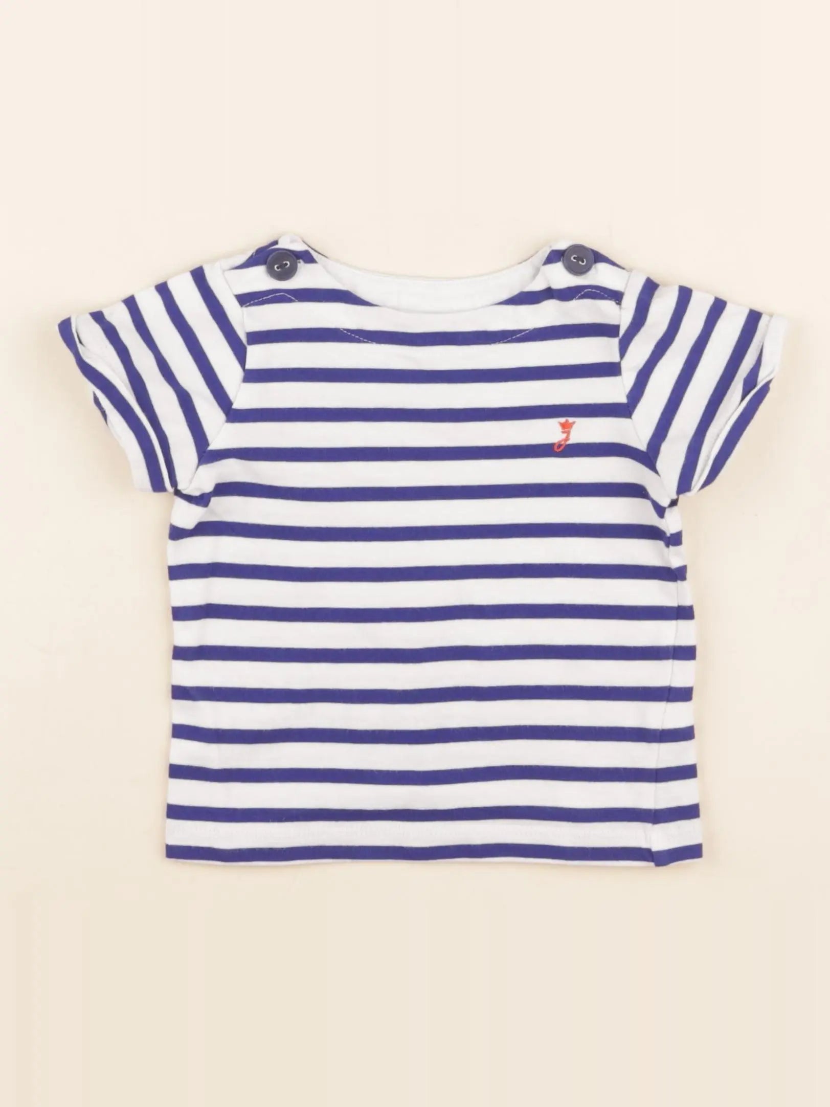 Jacadi - tee-shirt bleu, blanc - 12 mois