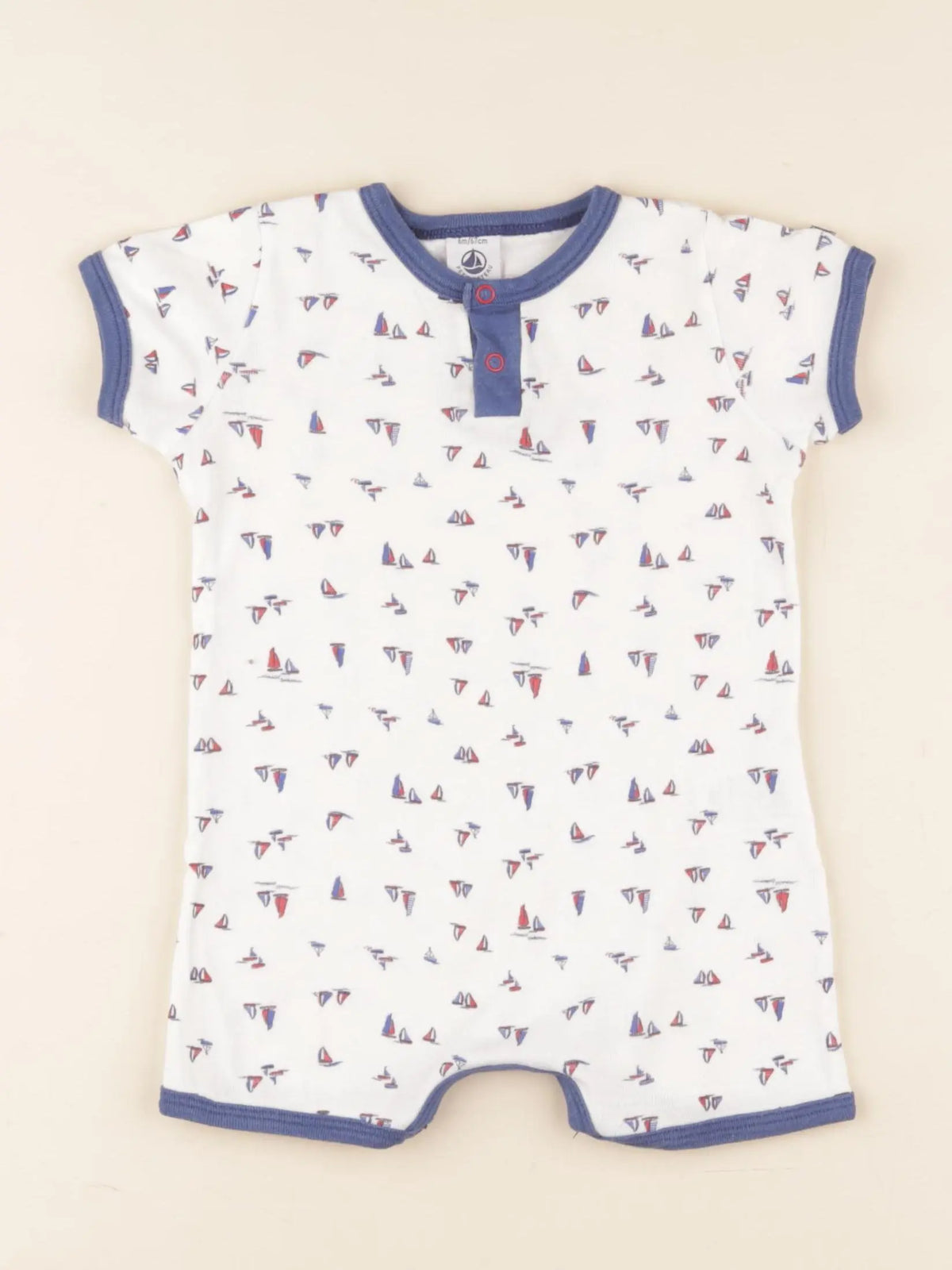 Petit Bateau - pyjama coton blanc, bleu - 6 mois