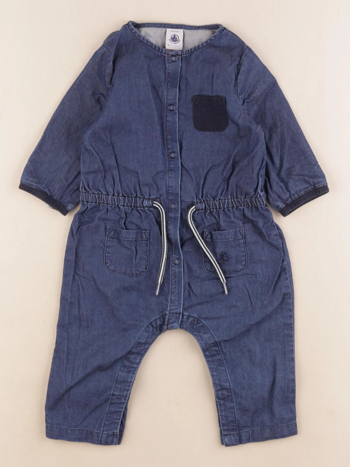 Petit Bateau - combinaison bleu - 6 mois