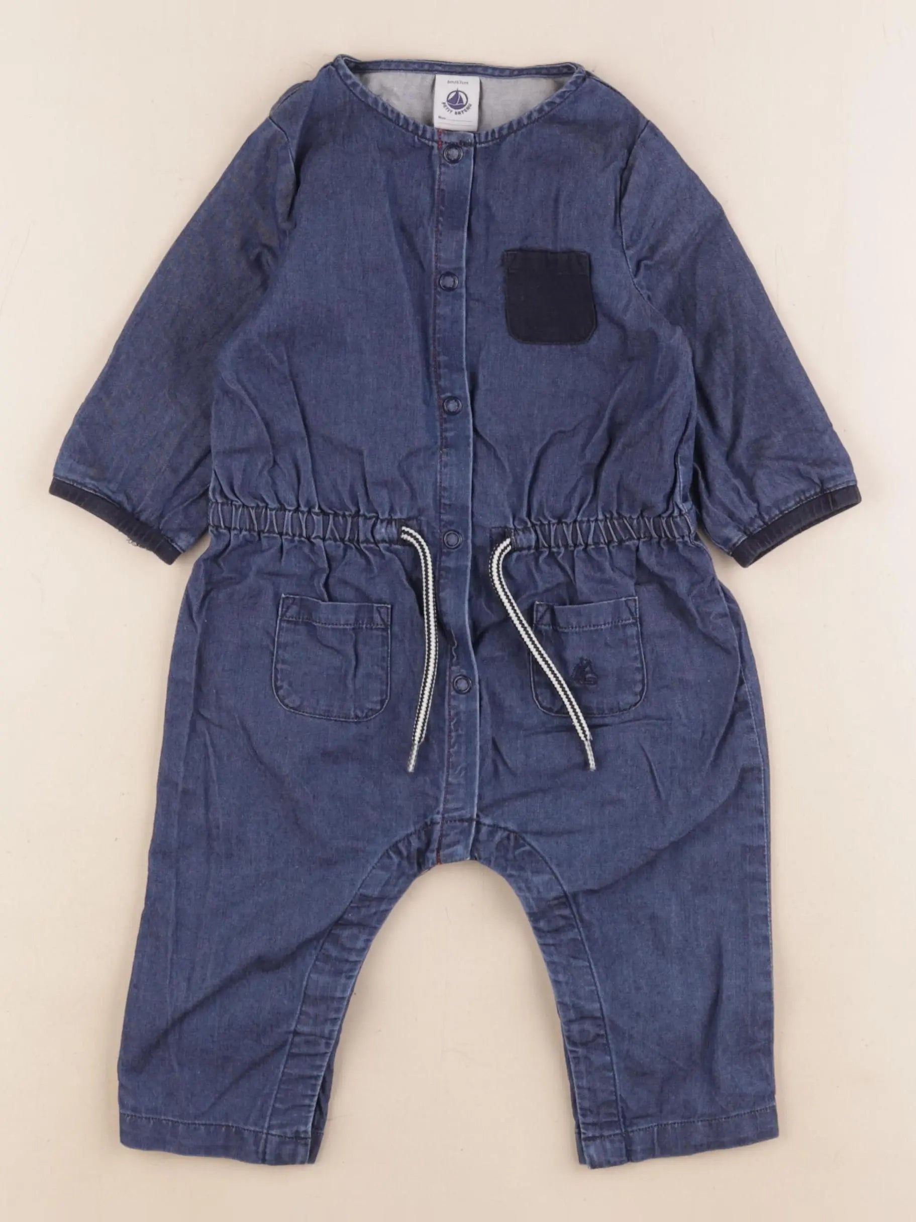Petit Bateau - combinaison bleu - 6 mois