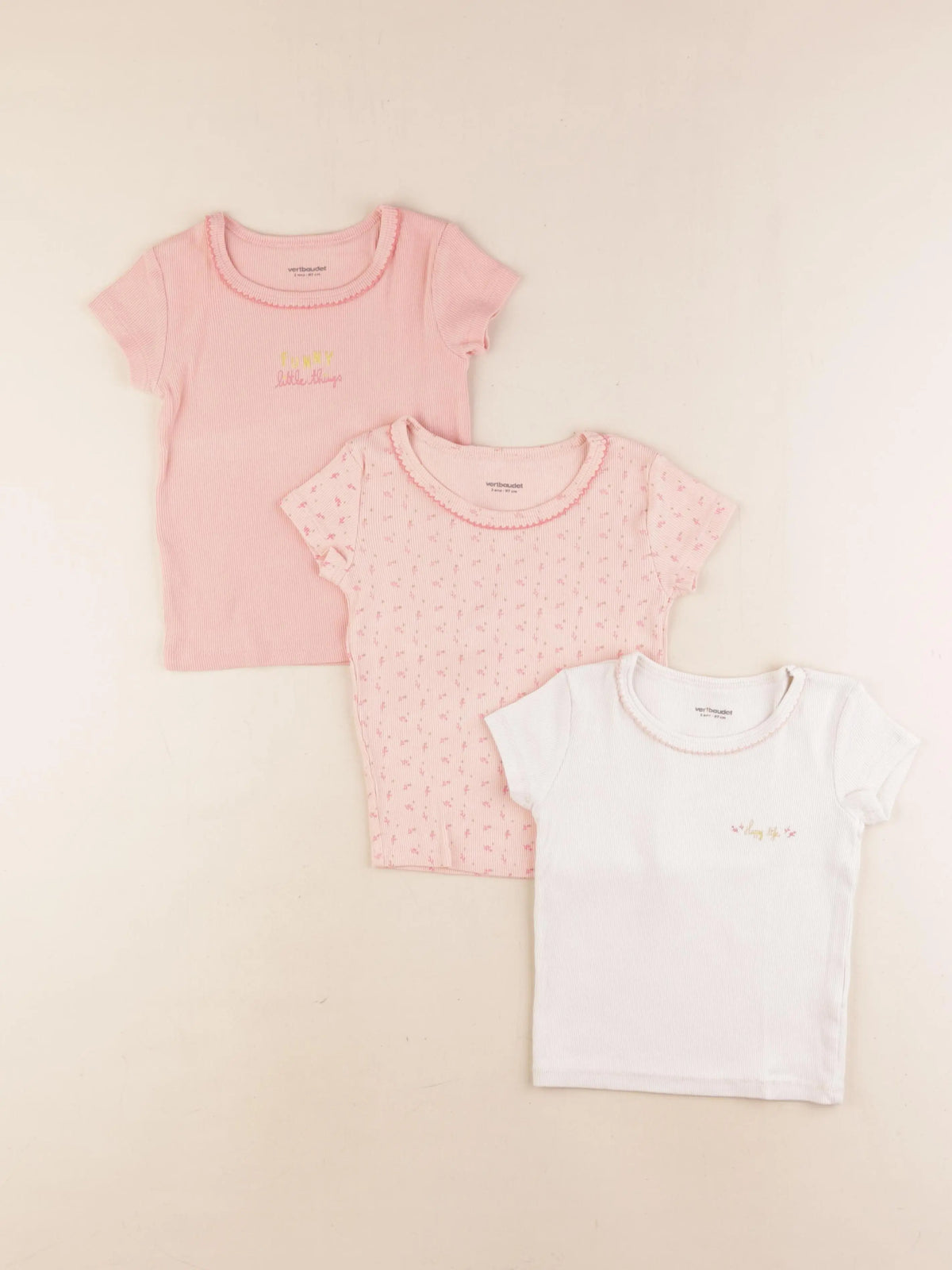 Vertbaudet - maillot de corps beige, rose - 3 ans
