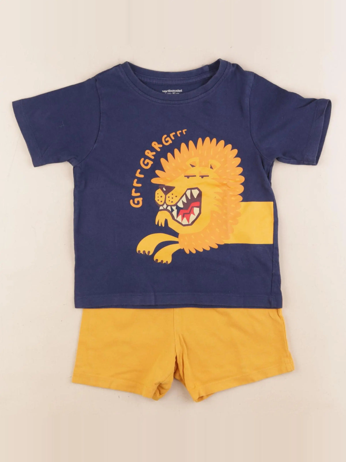 Vertbaudet - pyjama coton jaune, bleu - 3 ans