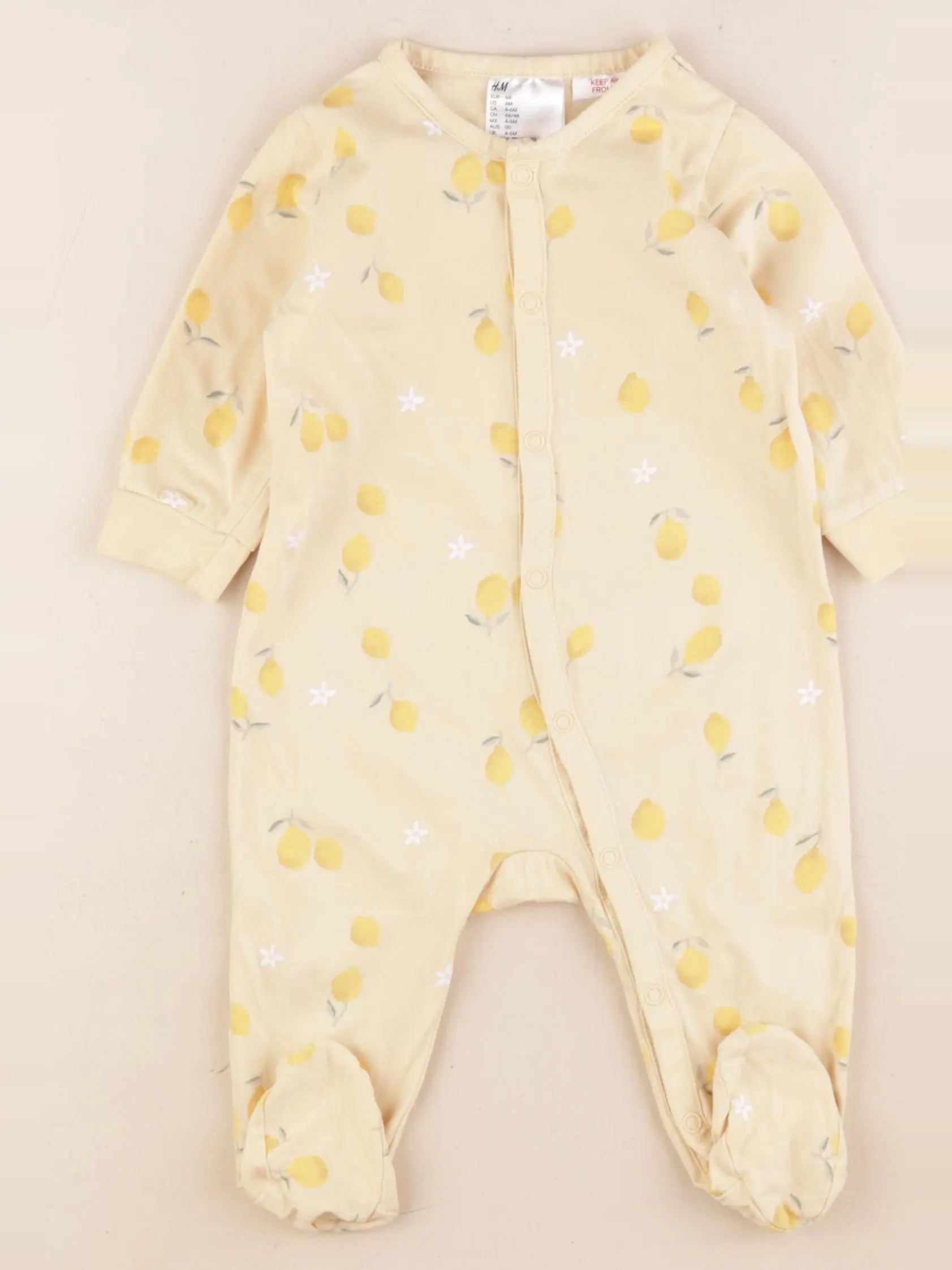 H&M - pyjama coton jaune - 4/6 mois