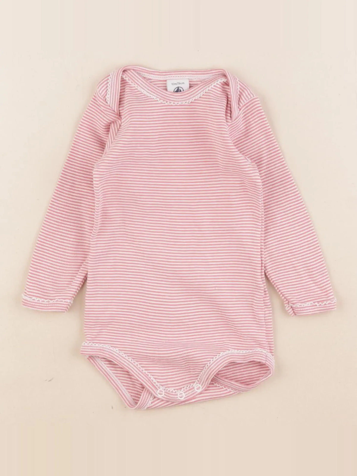 Petit Bateau - body rose - 12 mois
