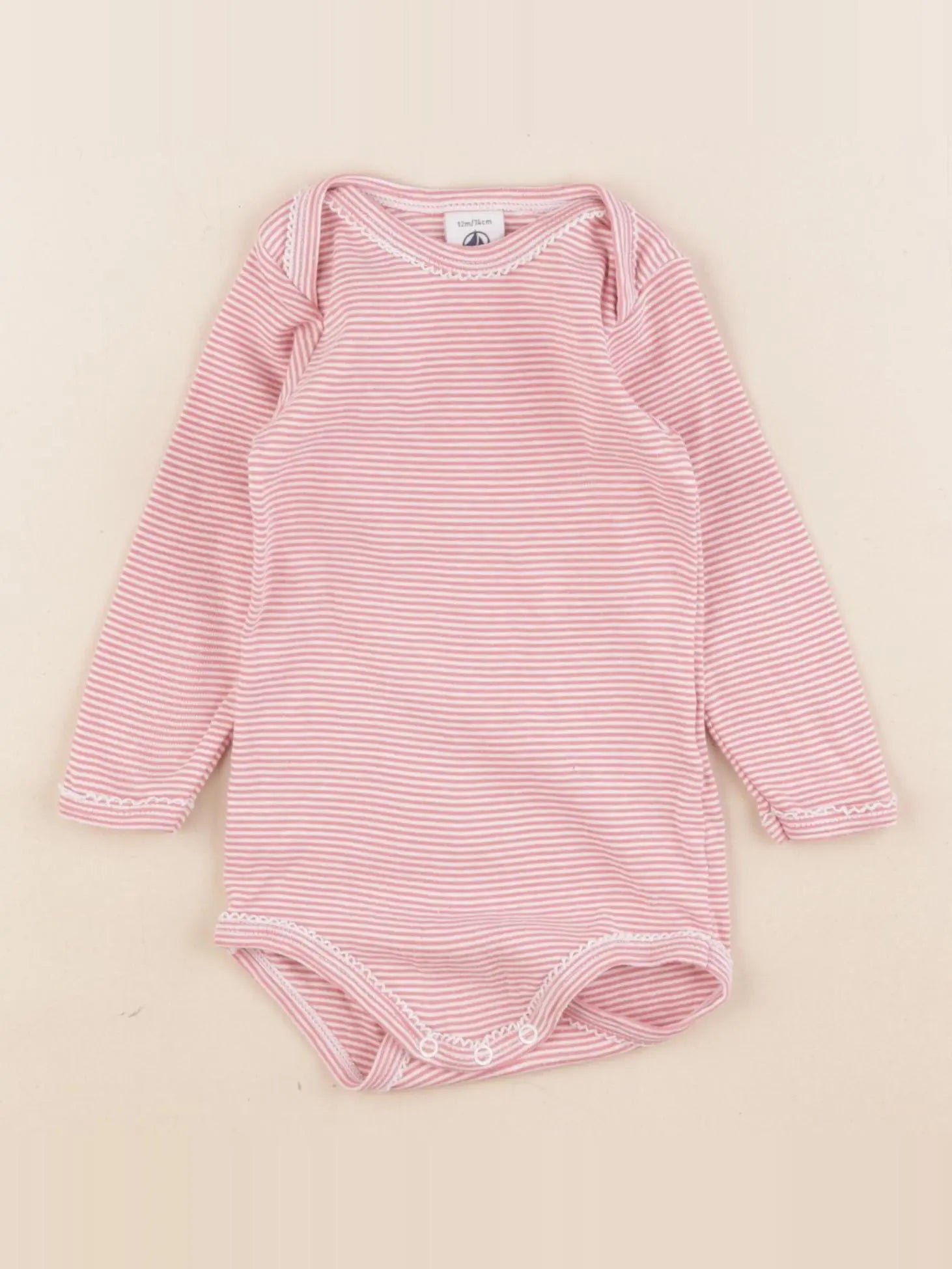 Petit Bateau - body rose - 12 mois