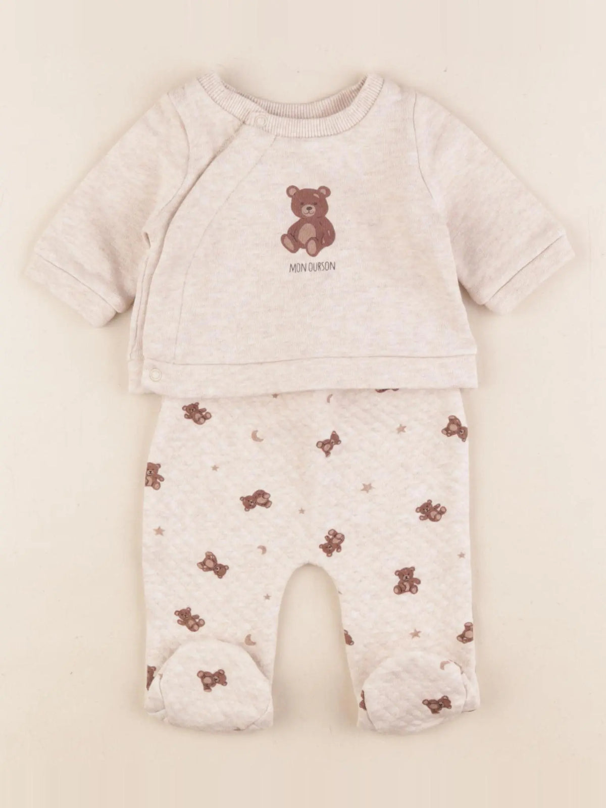 Vertbaudet - pyjama coton marron - 0 mois