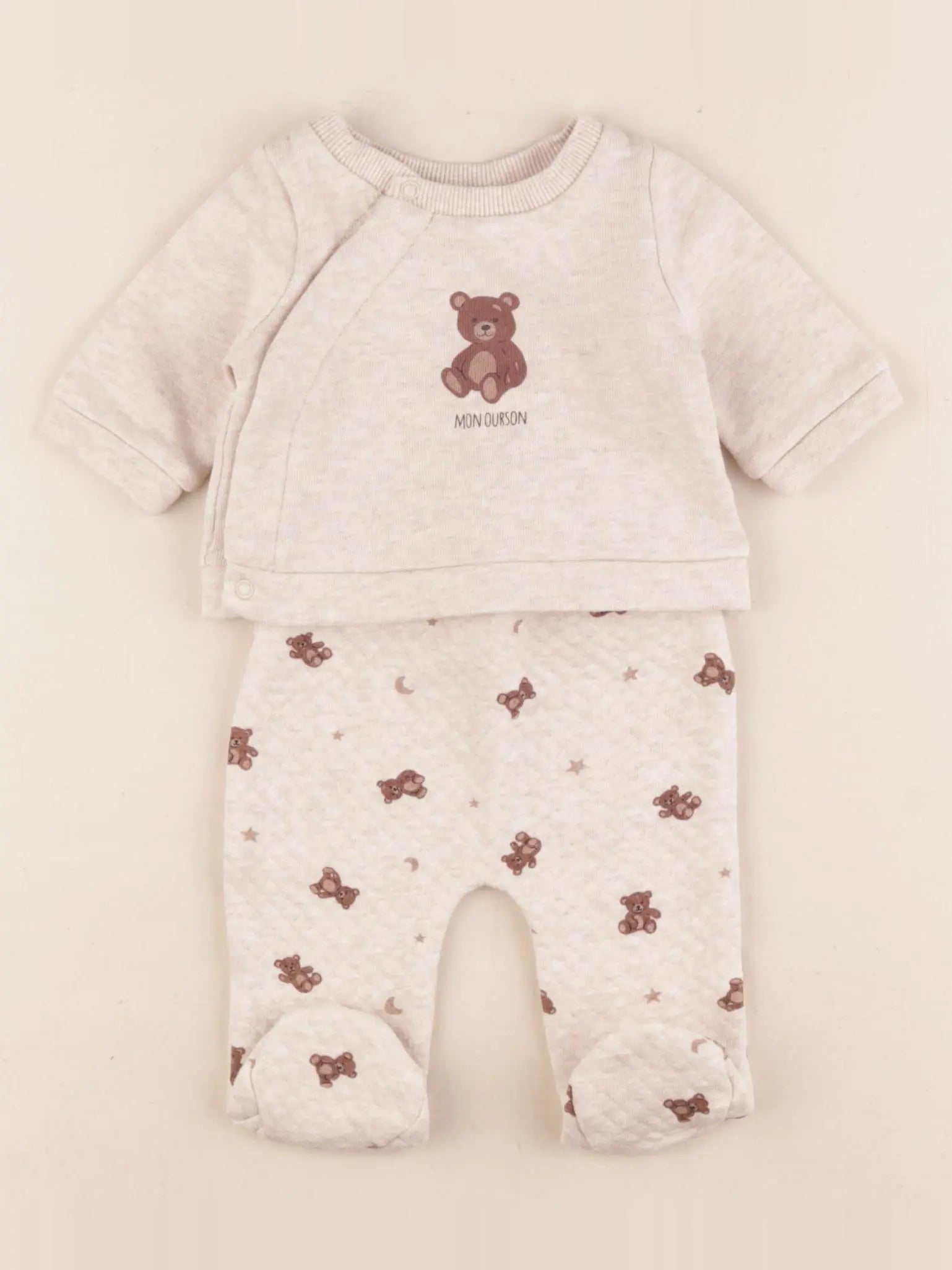 Vertbaudet - pyjama coton marron - 0 mois