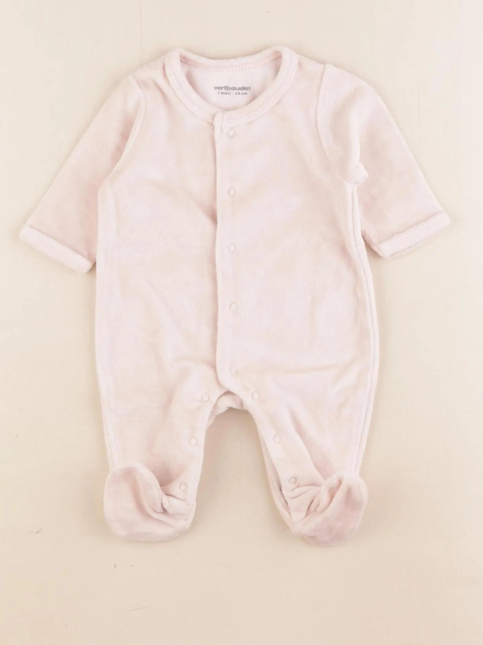 Vertbaudet - pyjama velours rose - 1 mois