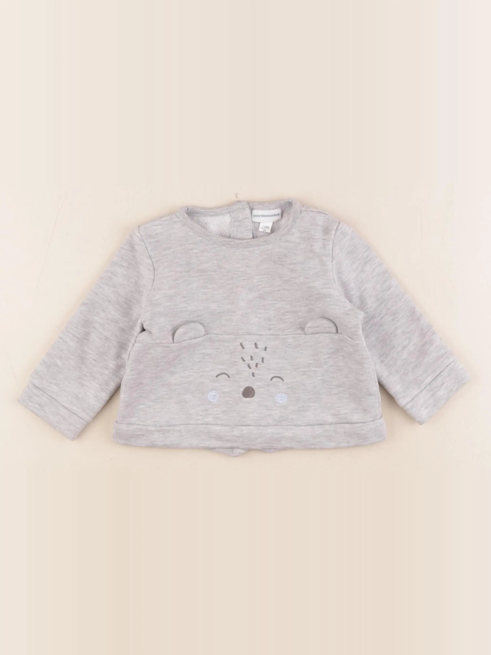 Vertbaudet - sweat gris - 9 mois