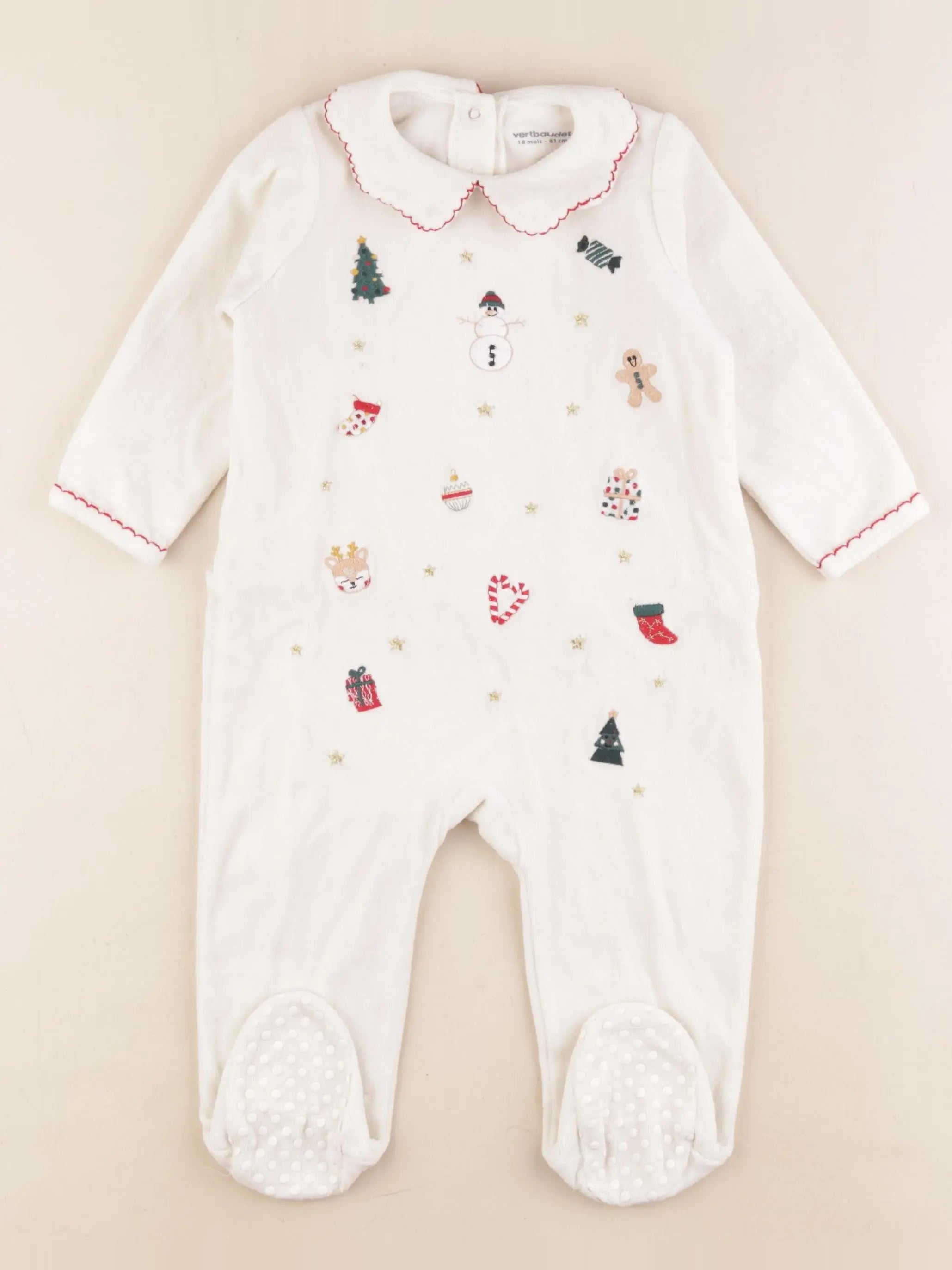 Vertbaudet - pyjama velours blanc - 18 mois