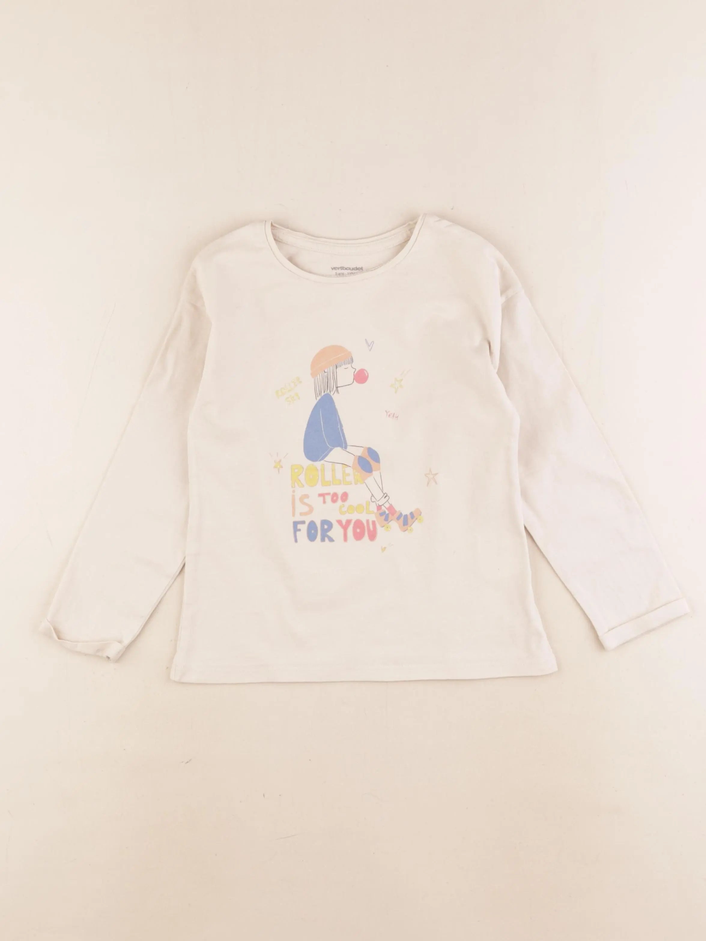Vertbaudet - tee-shirt beige - 5 ans