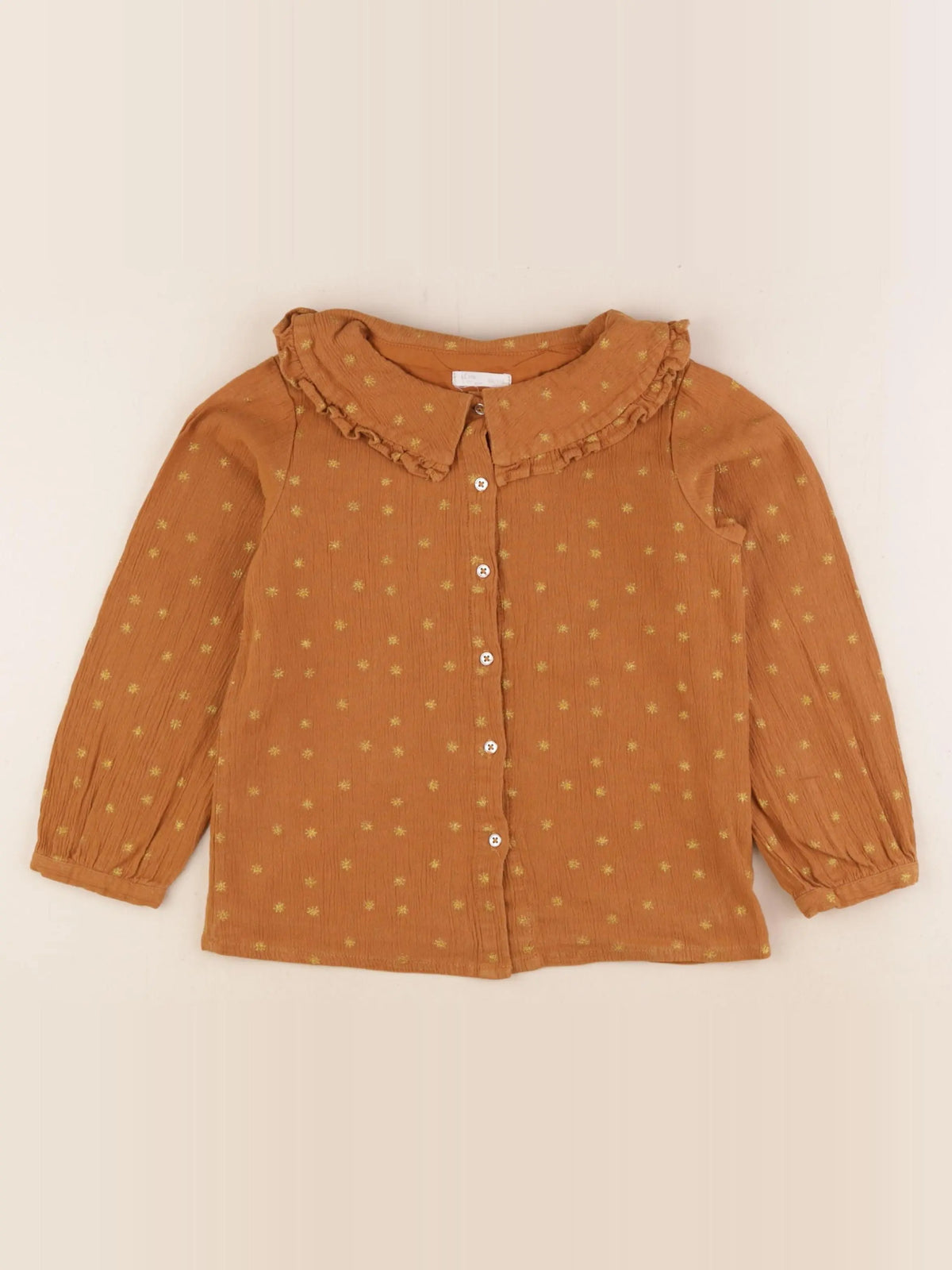 Little Cigogne - blouse marron, or - 6 ans