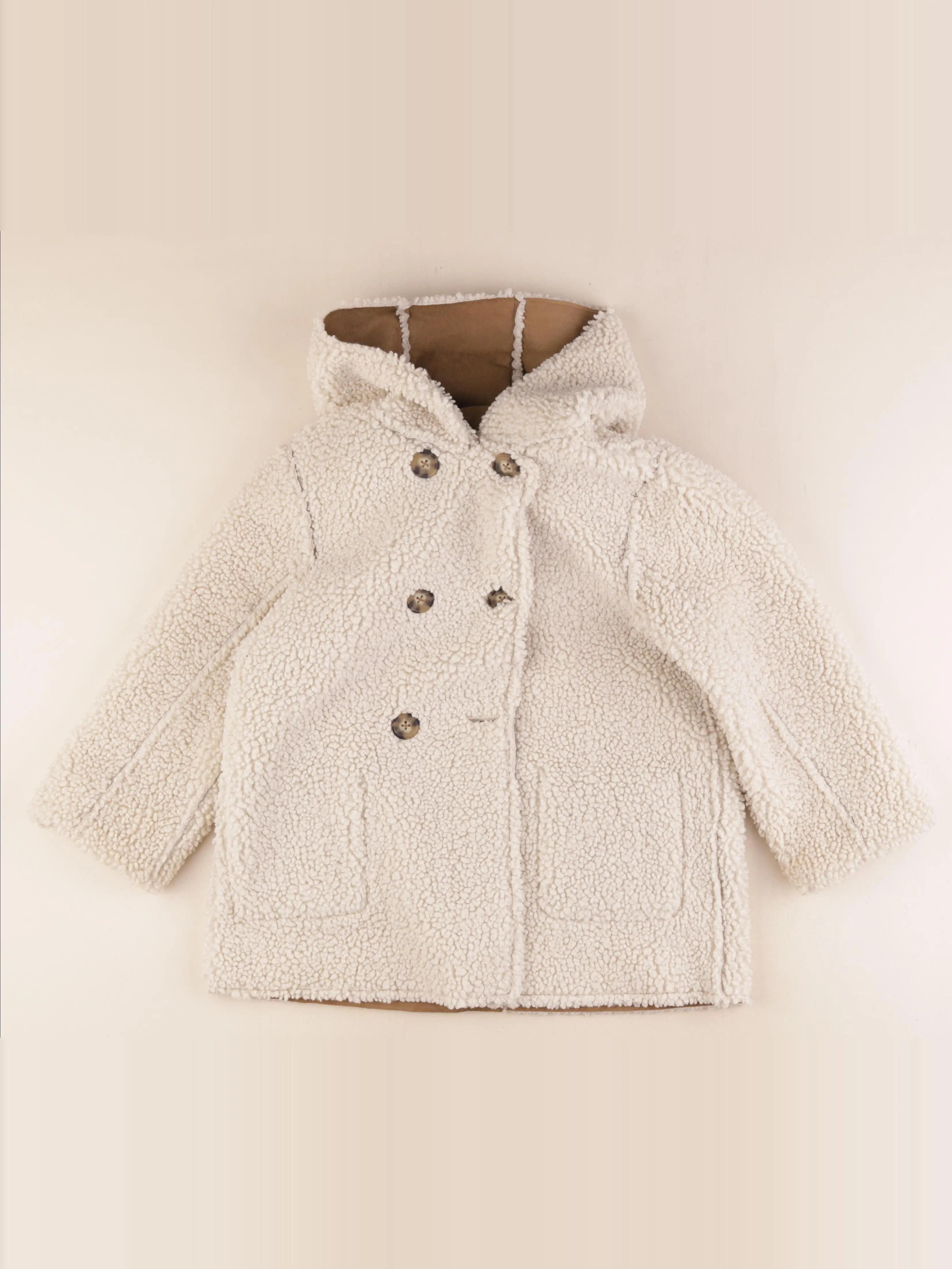 Vertbaudet - manteau réversible marron - 7 ans