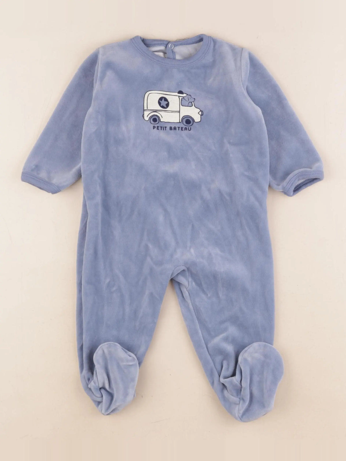 Petit Bateau - pyjama velours bleu - 12 mois