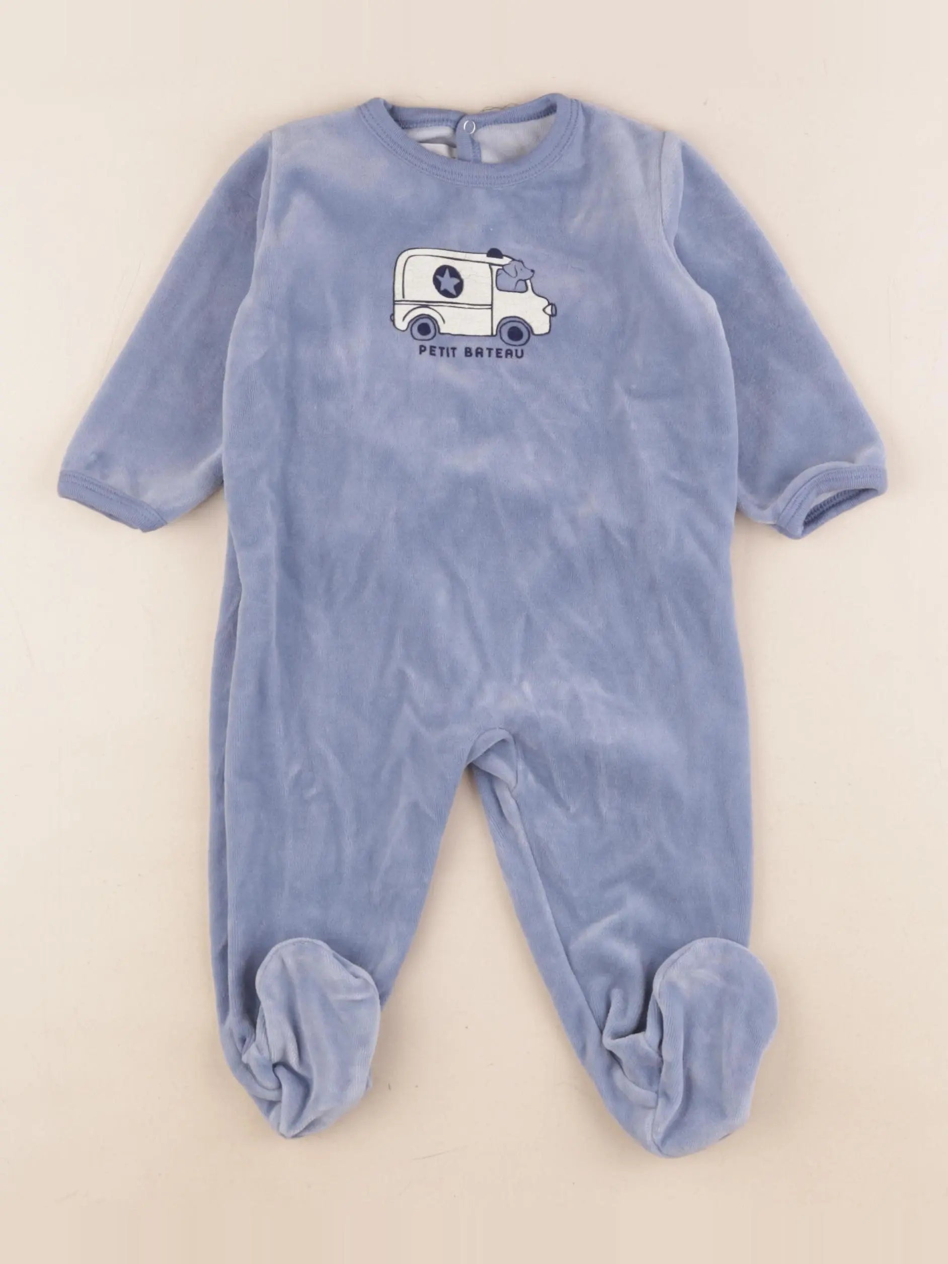 Petit Bateau - pyjama velours bleu - 12 mois