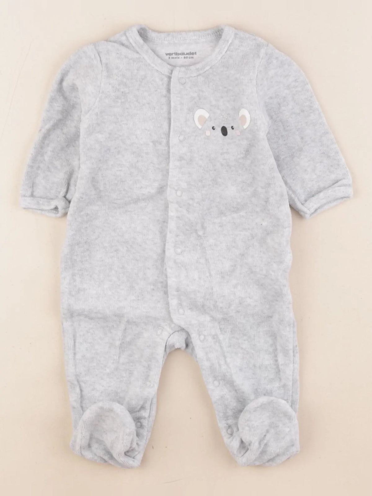Vertbaudet - pyjama velours gris - 3 mois