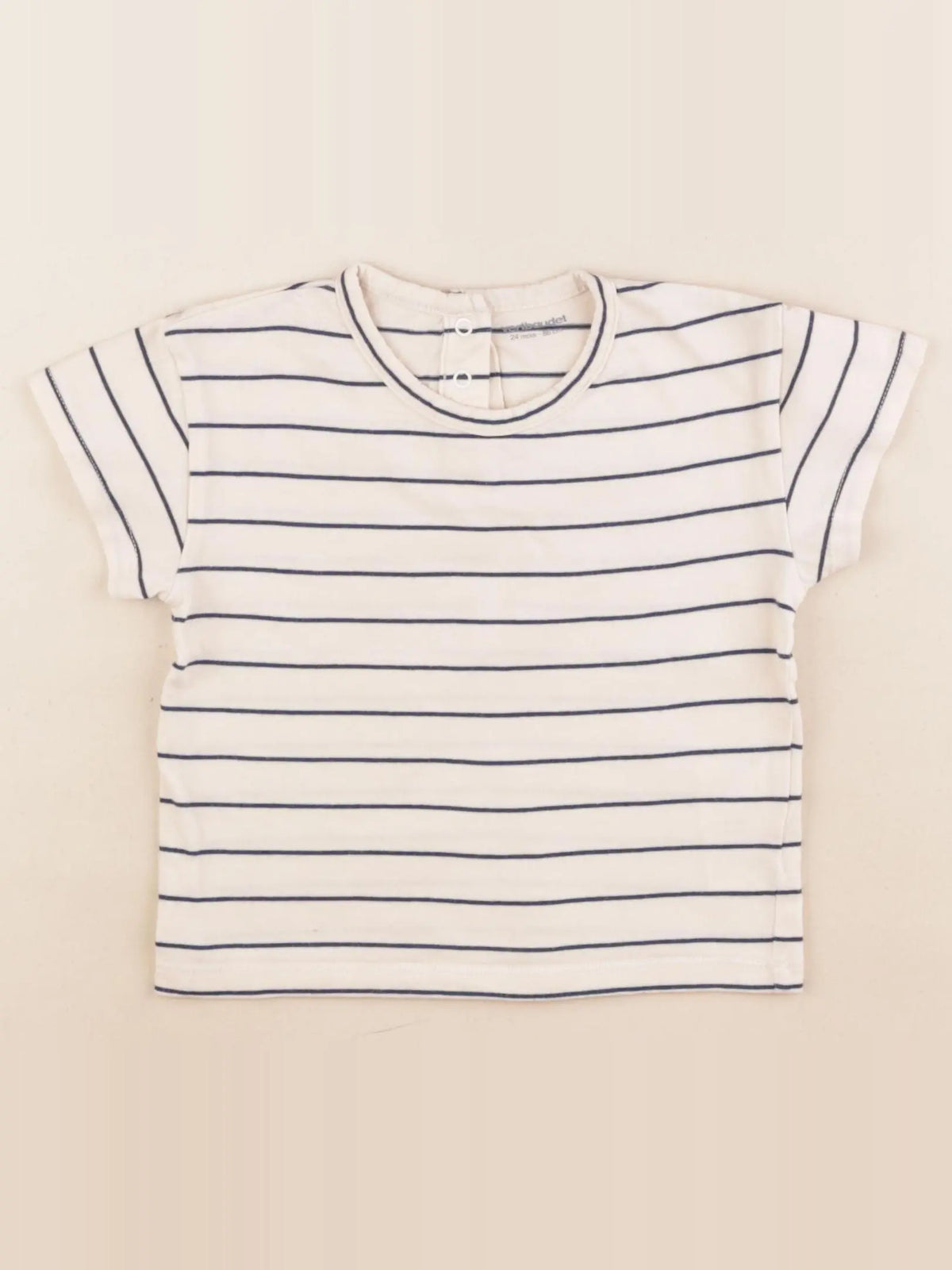 Vertbaudet - tee-shirt beige, bleu - 24 mois