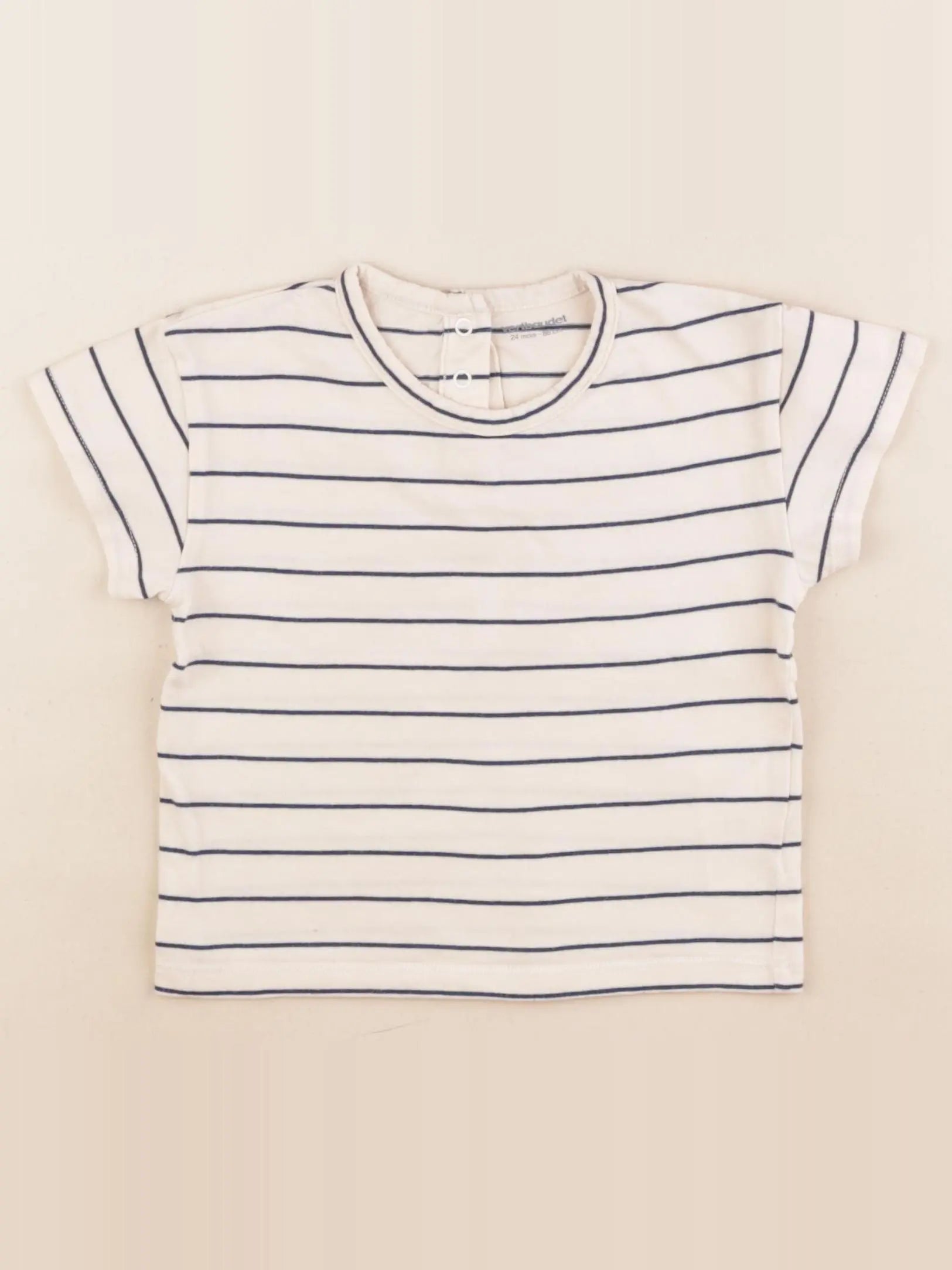 Vertbaudet - tee-shirt beige, bleu - 24 mois
