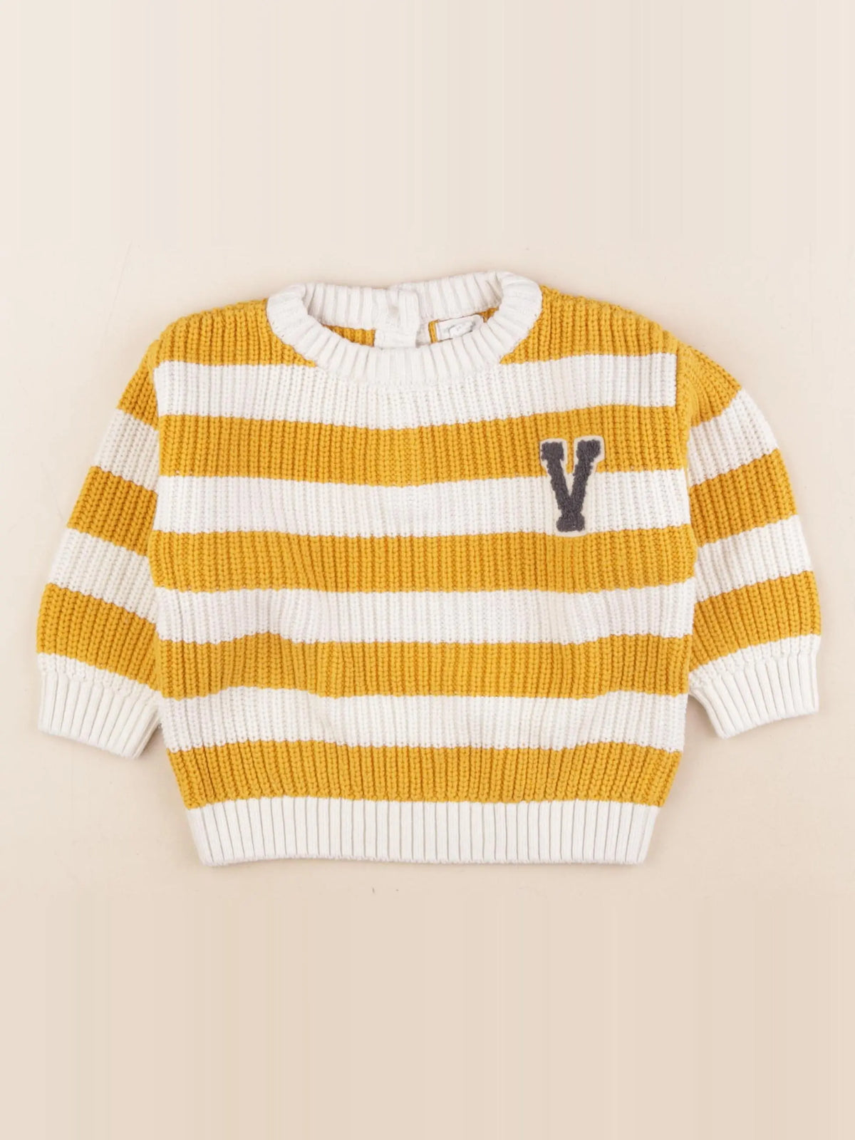 Vertbaudet - pull jaune, blanc - 24 mois
