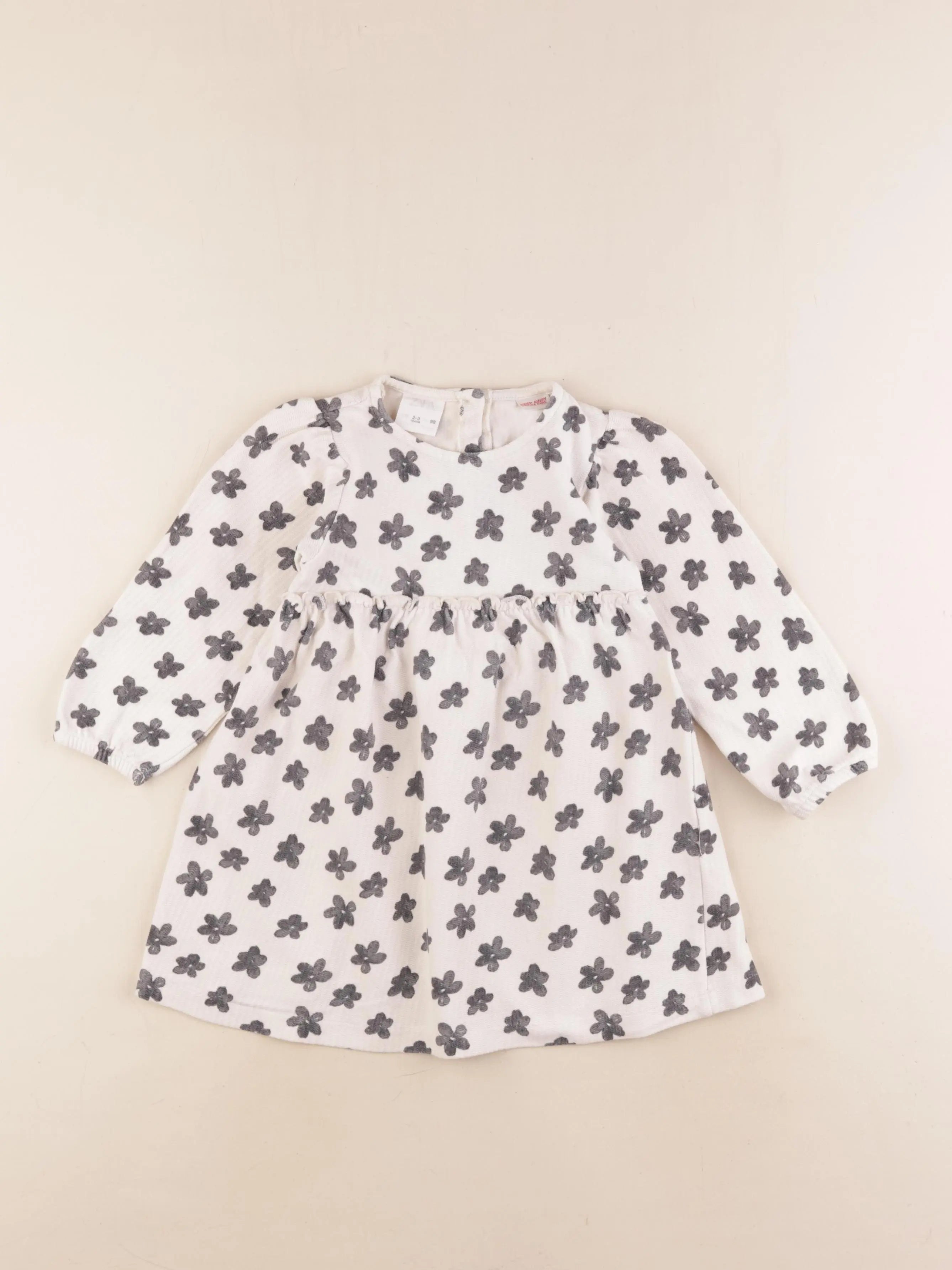 Zara - robe beige, gris - 2/3 ans