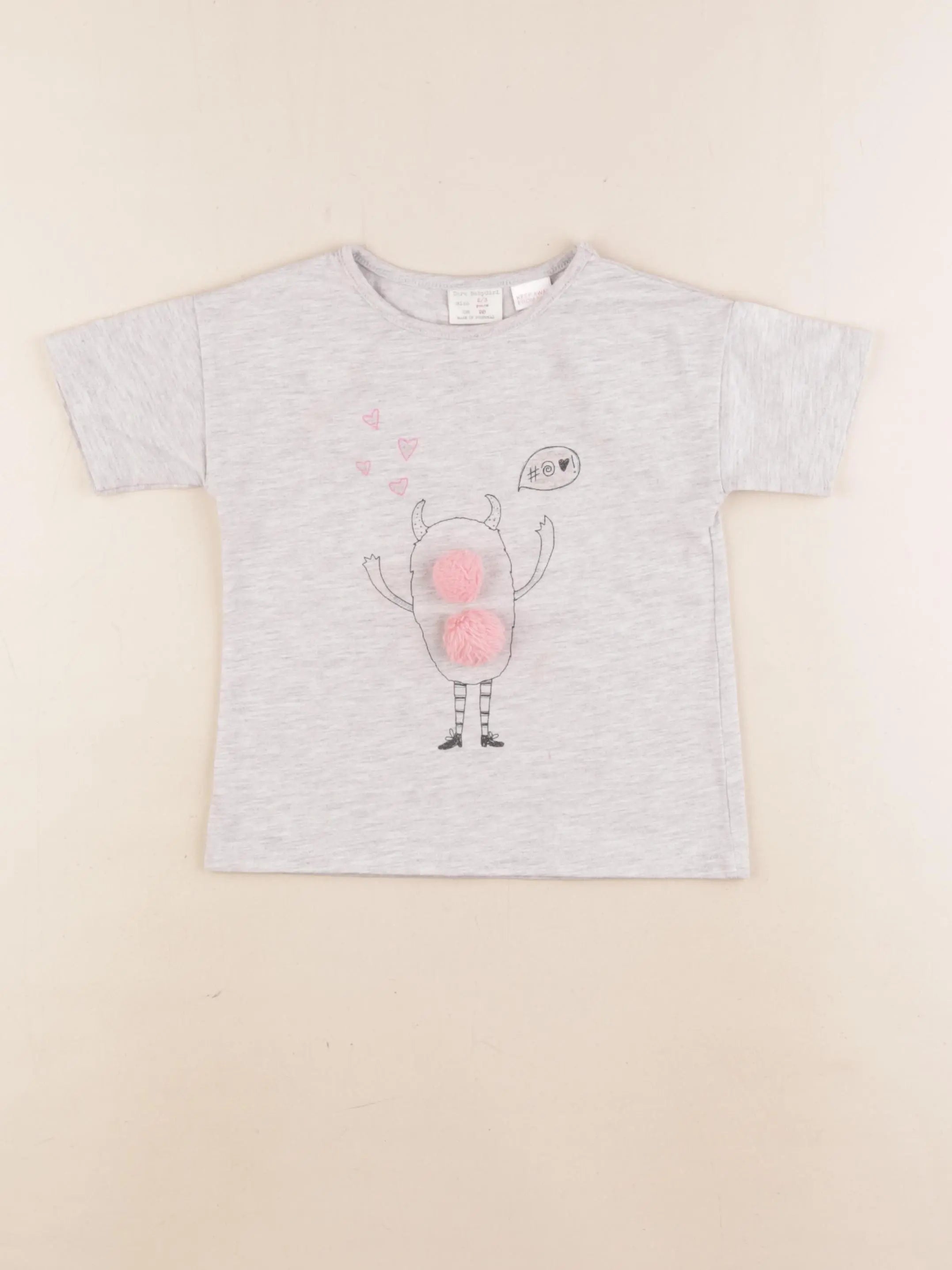 Zara - tee-shirt gris - 2/3 ans