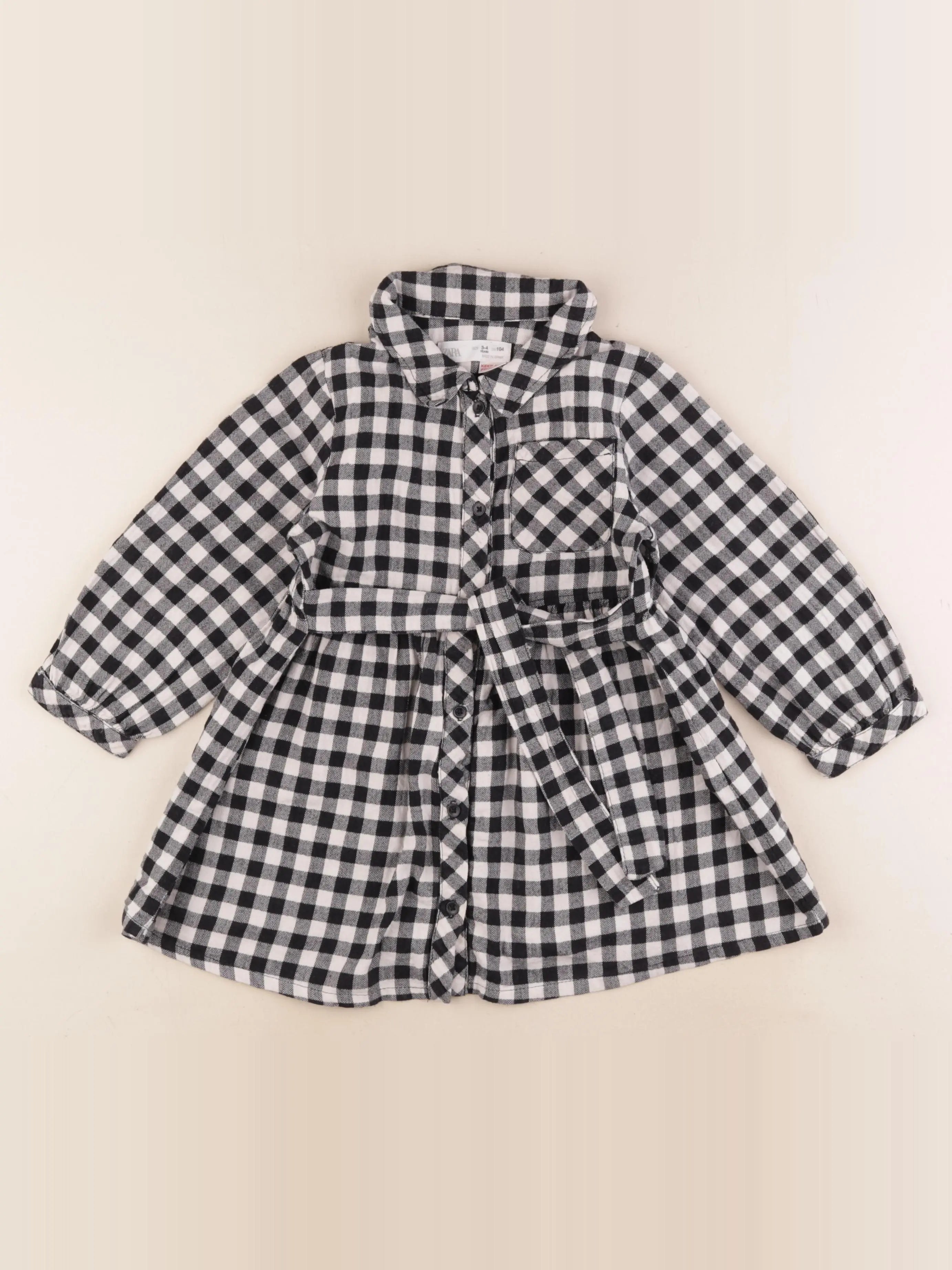 Zara - robe blanc, noir - 3/4 ans