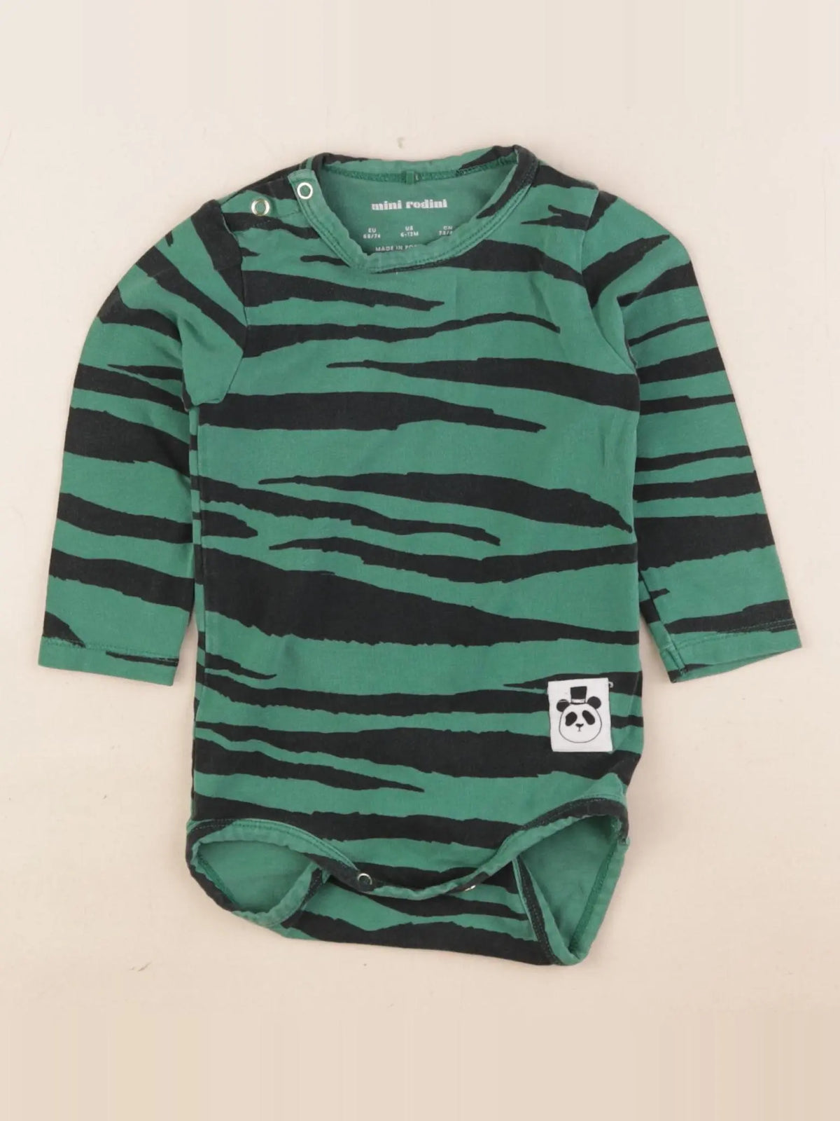 Mini Rodini - body vert, noir - 6/9 mois