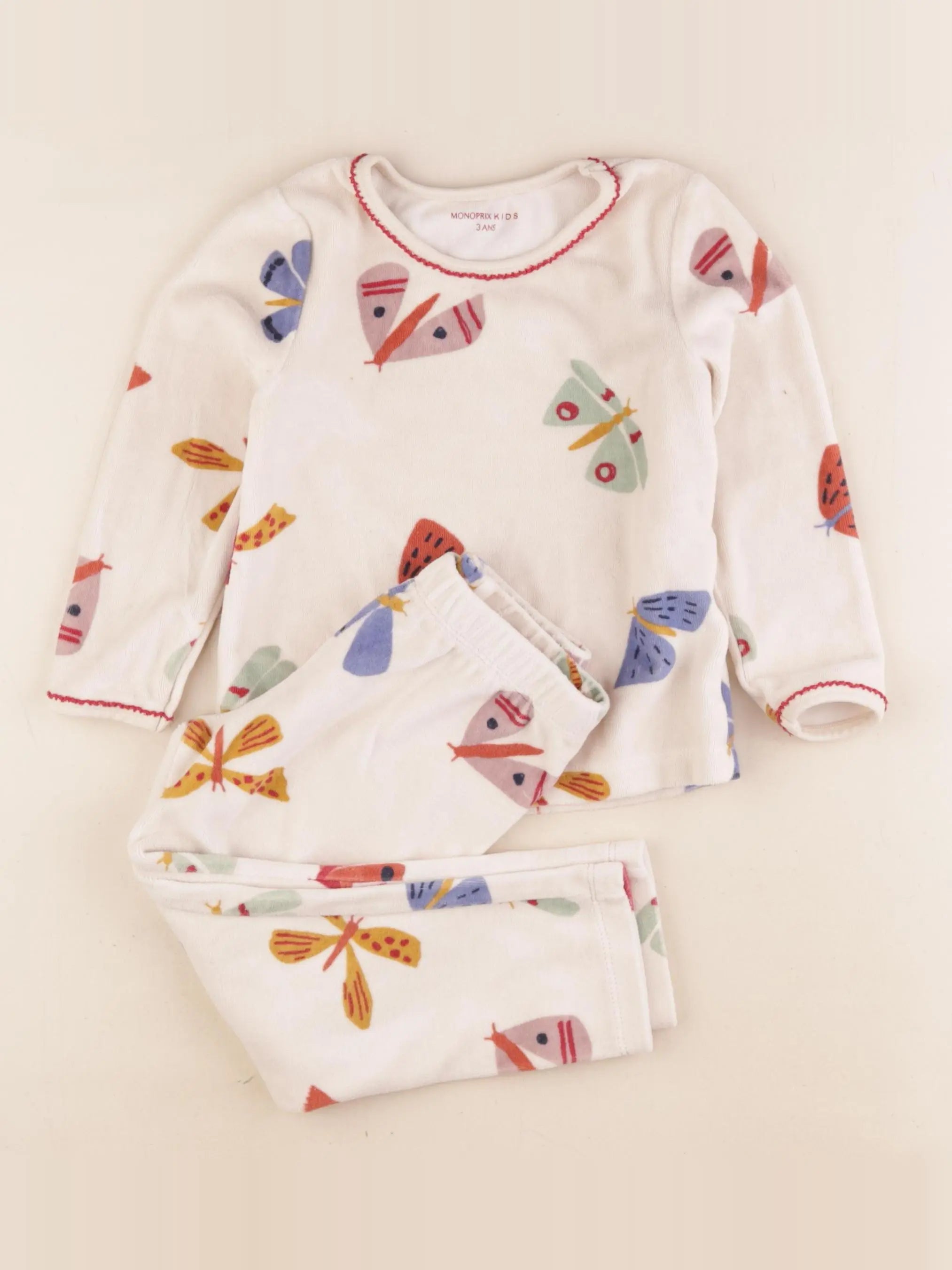 Monoprix - pyjama velours beige - 3 ans