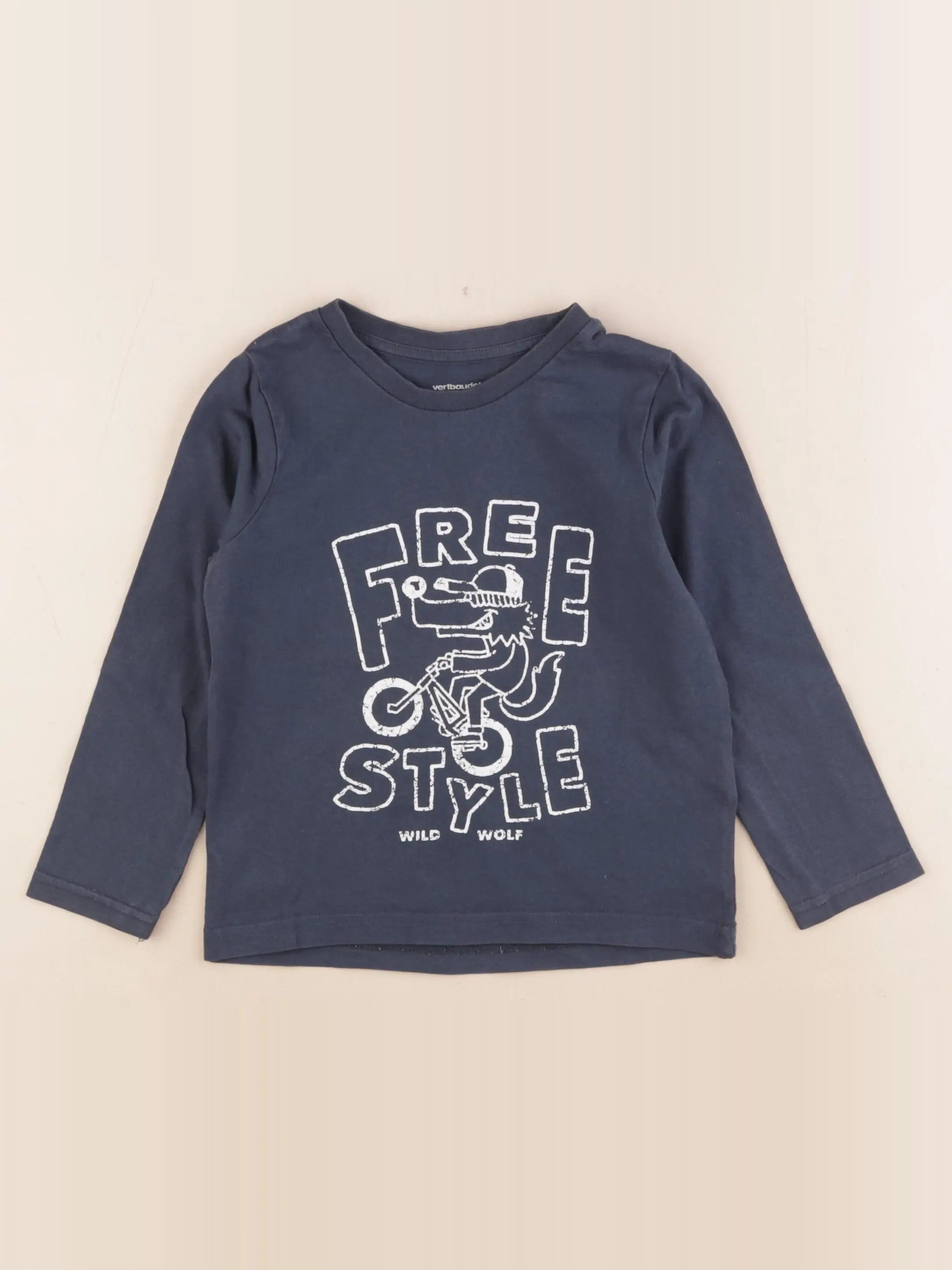Vertbaudet - tee-shirt bleu - 4 ans