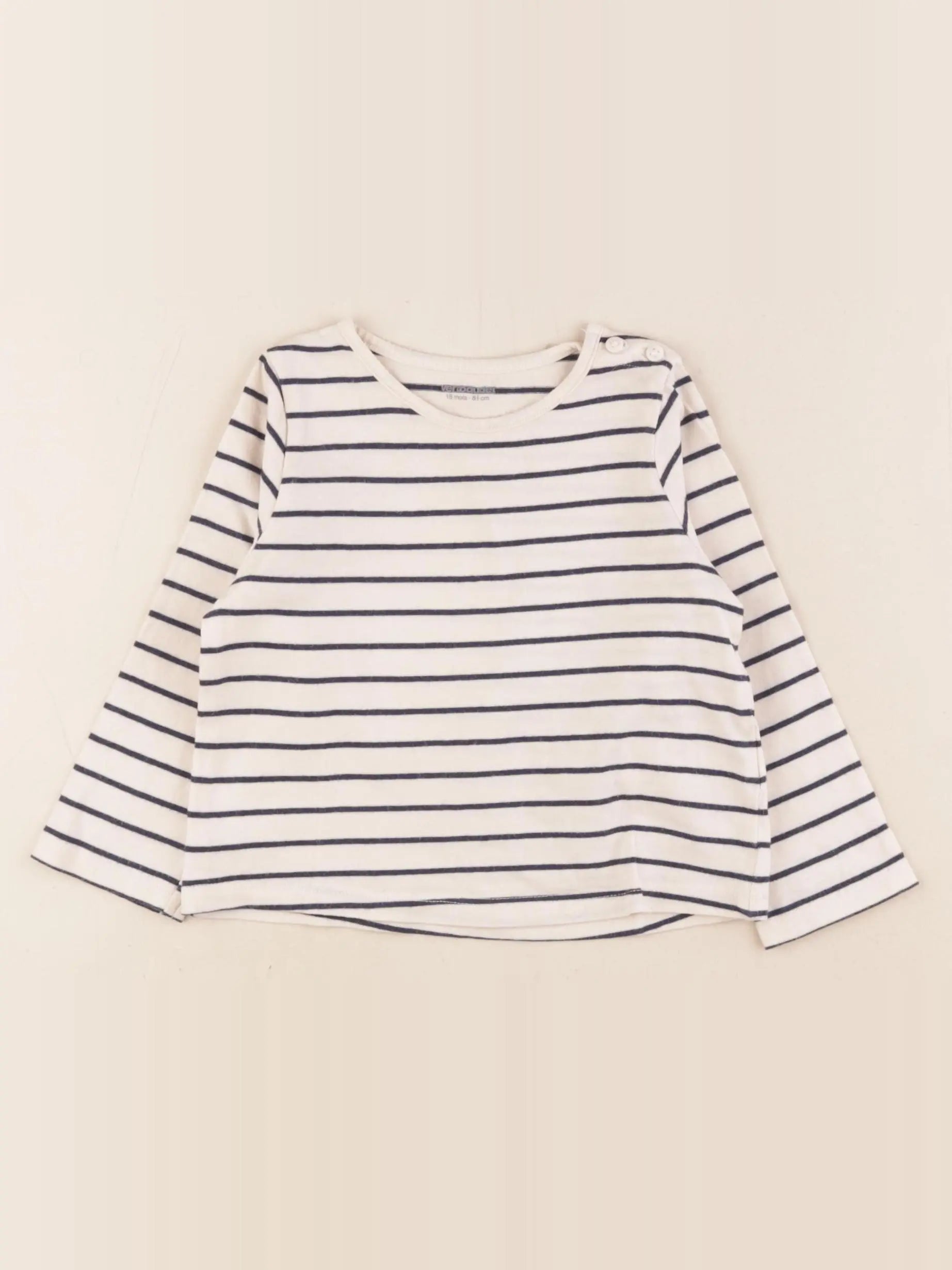 Vertbaudet - tee-shirt bleu, blanc - 18 mois
