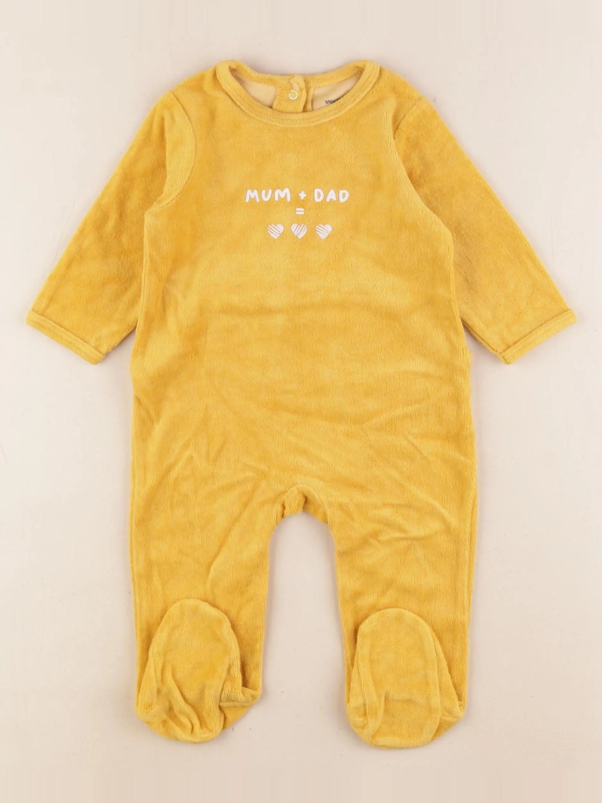Vertbaudet - pyjama velours jaune - 9 mois