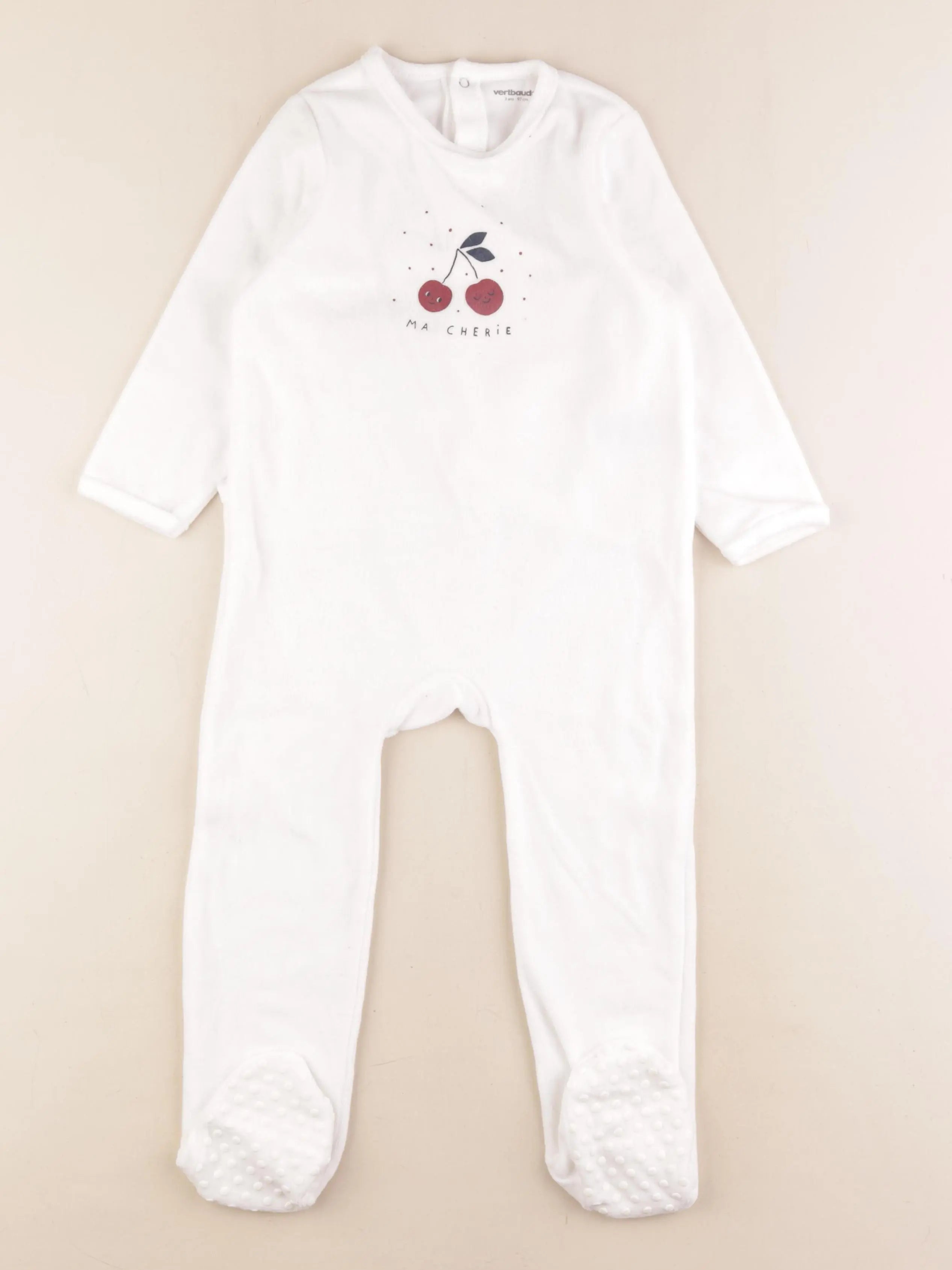 Vertbaudet - pyjama velours blanc - 3 ans