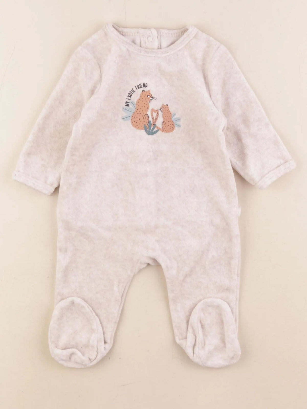 Vertbaudet - pyjama velours marron - 3 mois