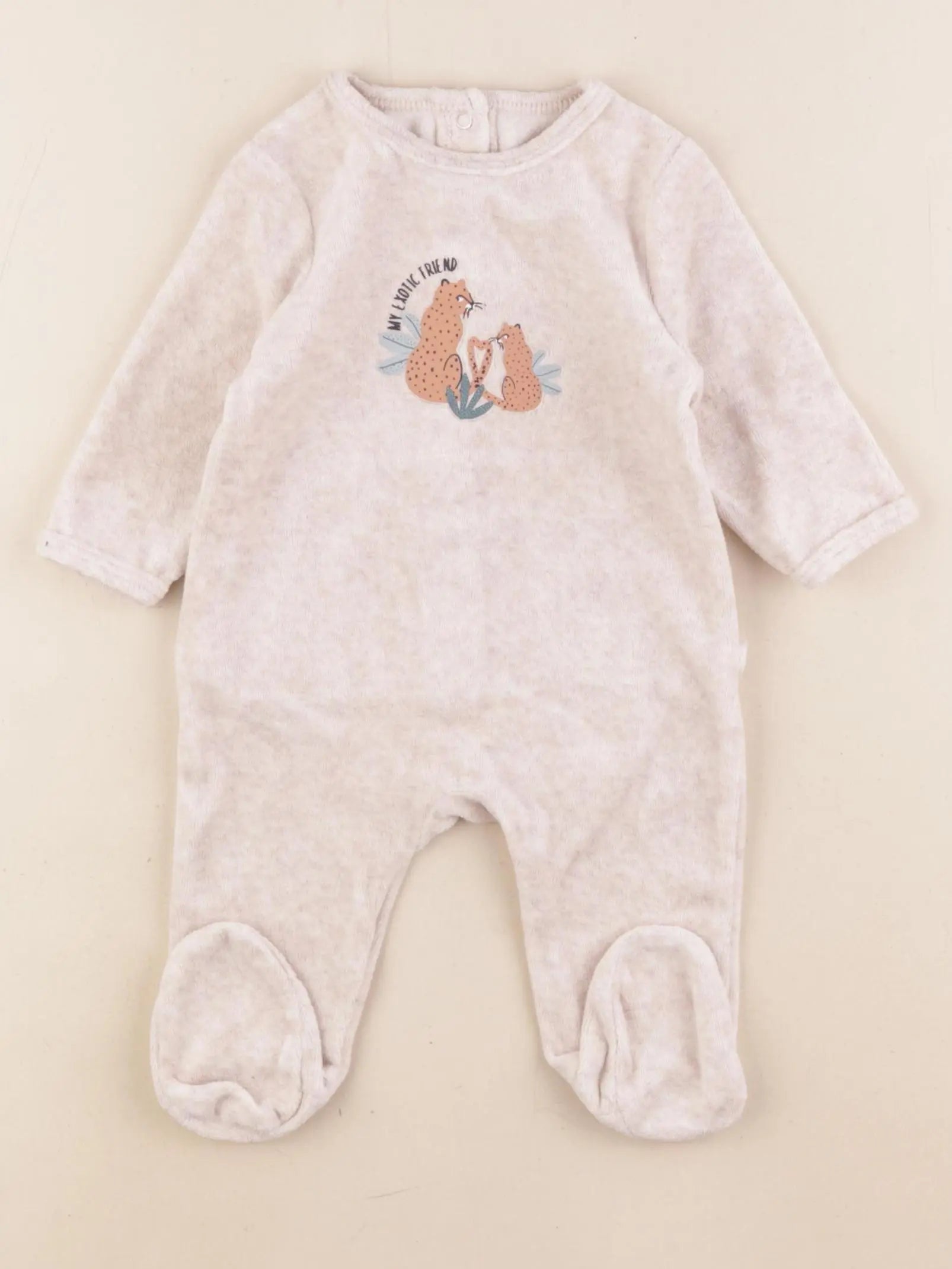 Vertbaudet - pyjama velours marron - 3 mois