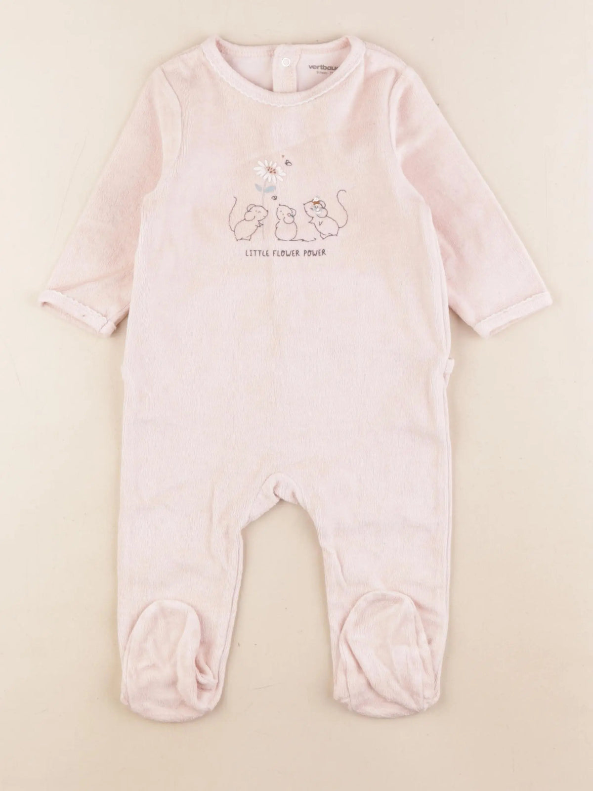 Vertbaudet - pyjama velours rose - 9 mois
