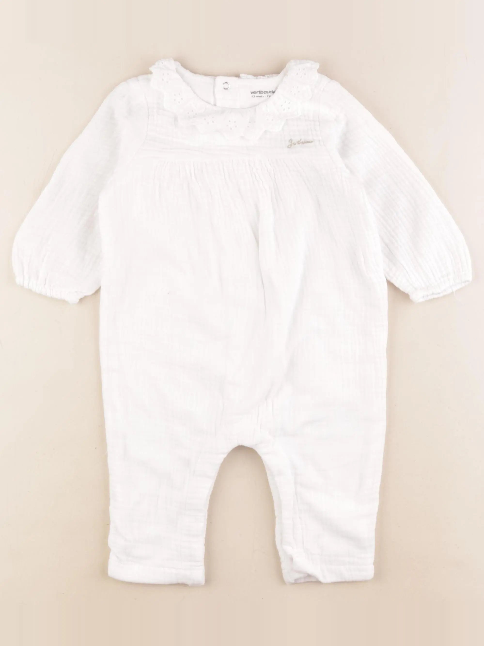 Vertbaudet - pyjama coton blanc - 12 mois