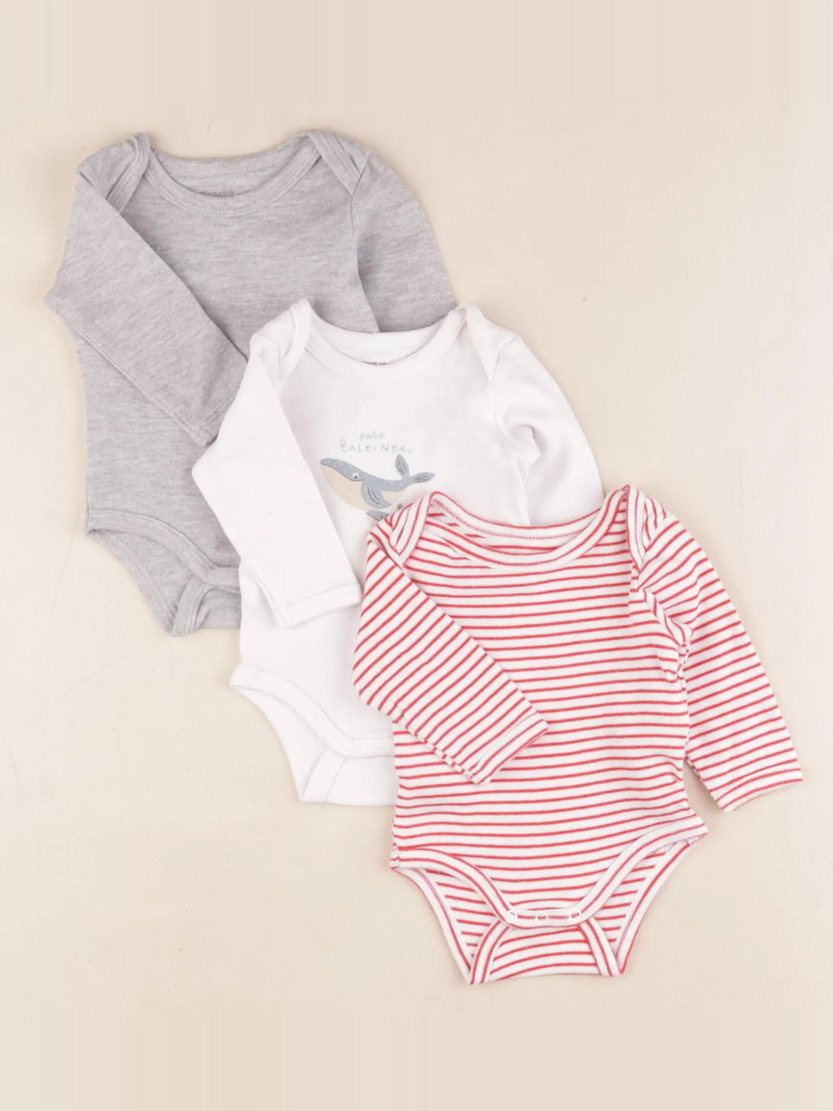 Vertbaudet - lot de 3 bodies en coton multicolore - 3 mois
