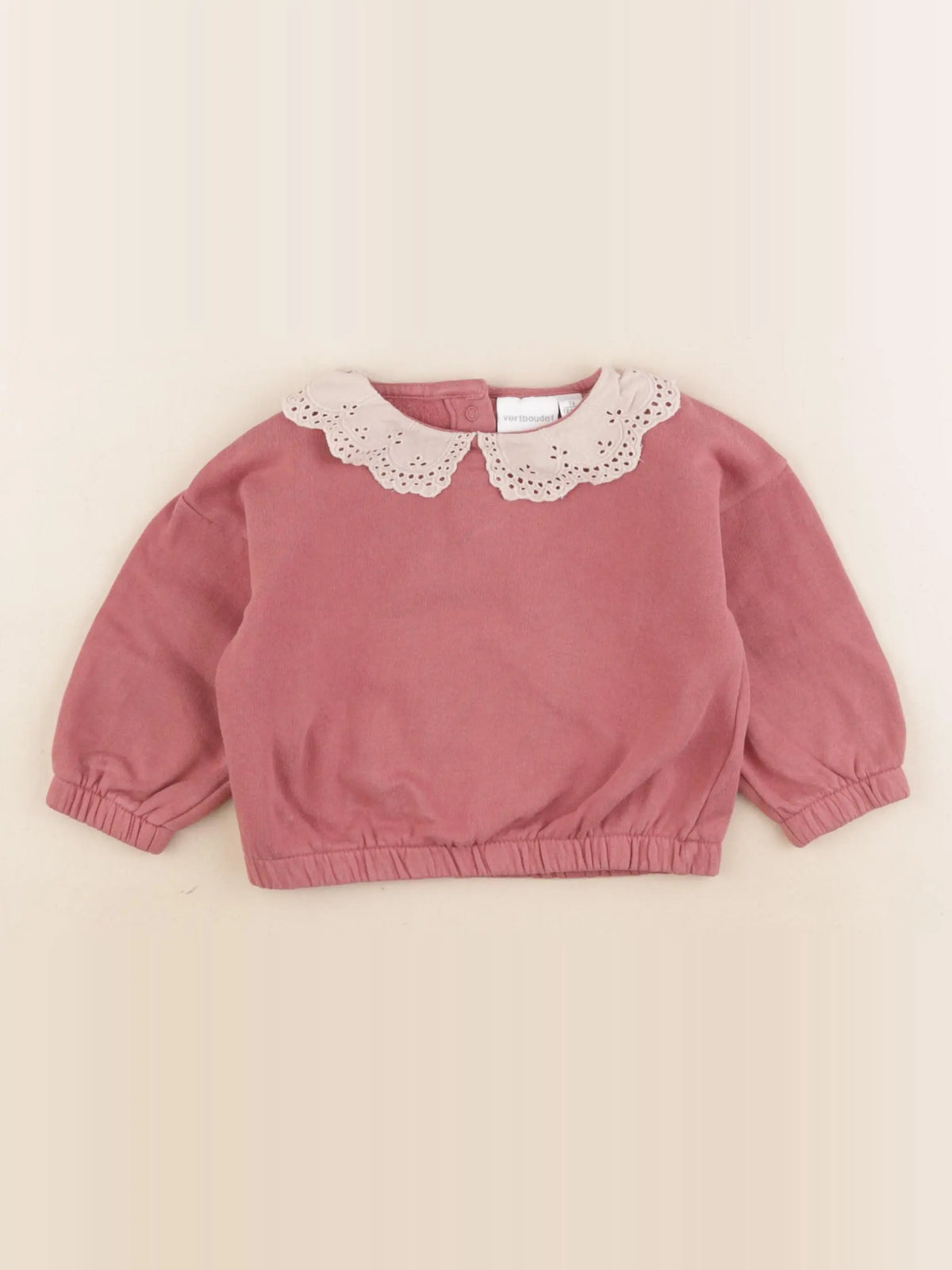 Vertbaudet - sweat rose - 12 mois