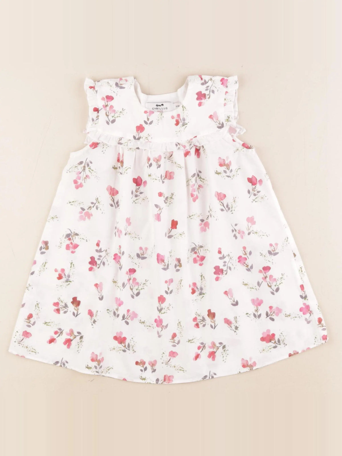 Cyrillus - robe blanc, rose - 2 ans