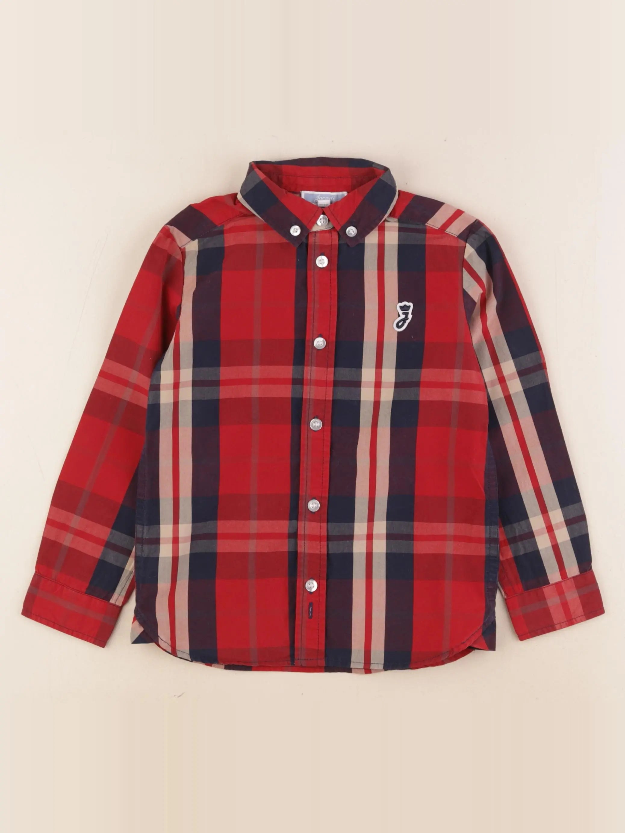 Jacadi - chemise bleu, rouge - 4 ans