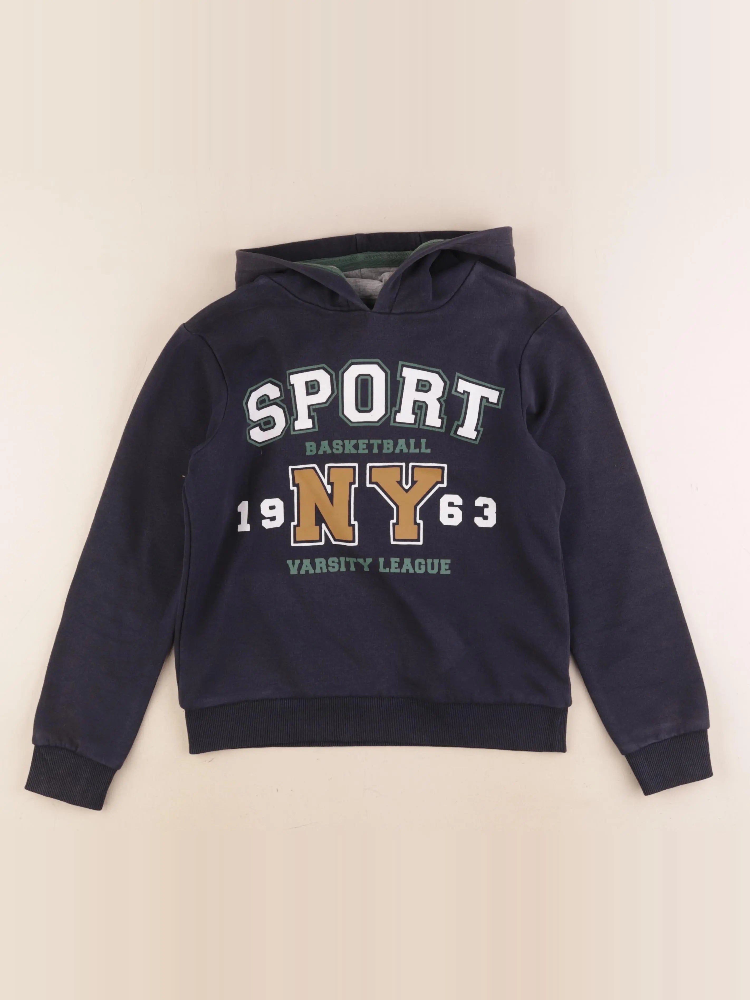 Vertbaudet - sweat velours bleu - 10 ans