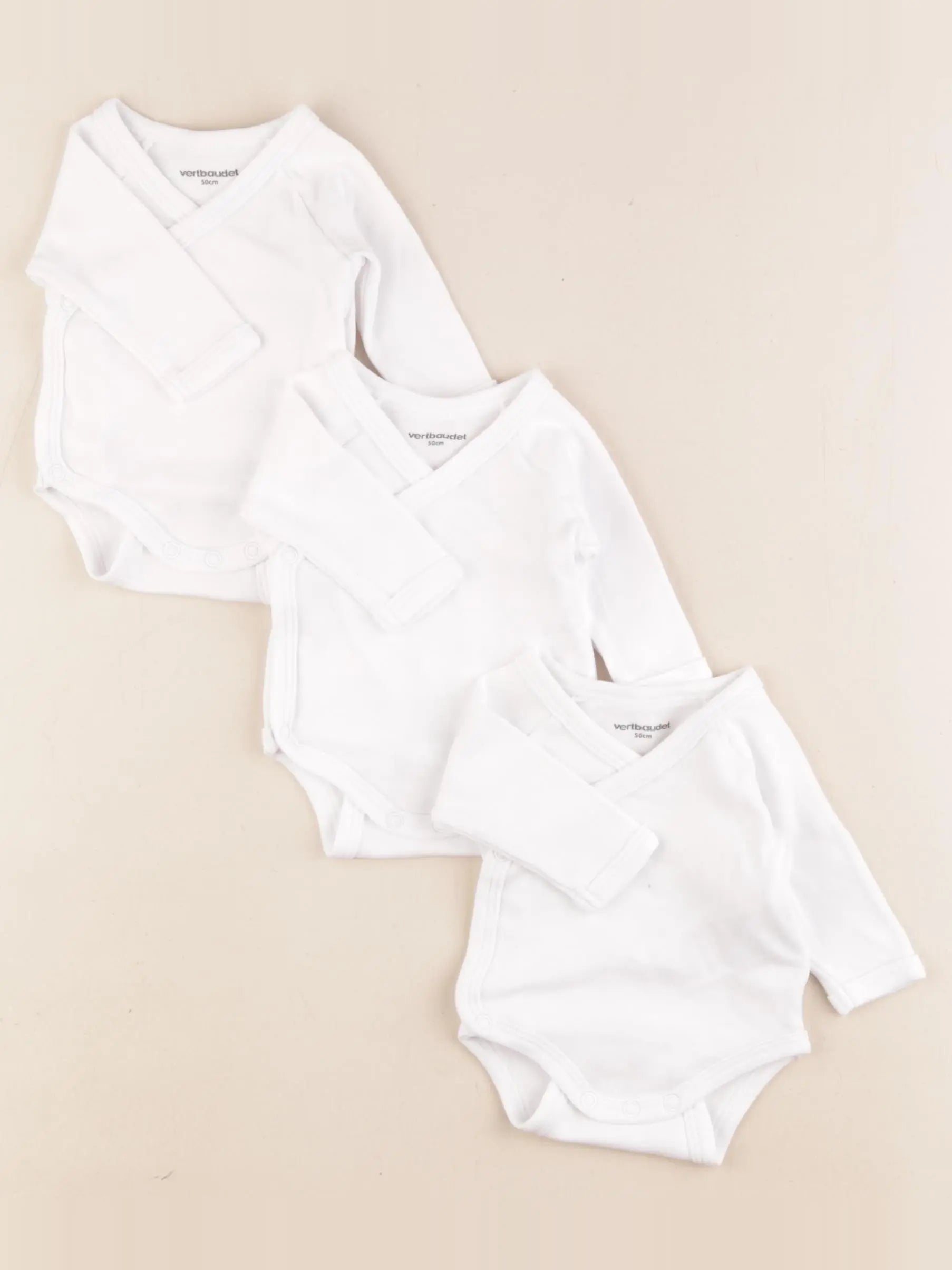 Vertbaudet - lot de 3 bodies en coton blanc - 0 mois