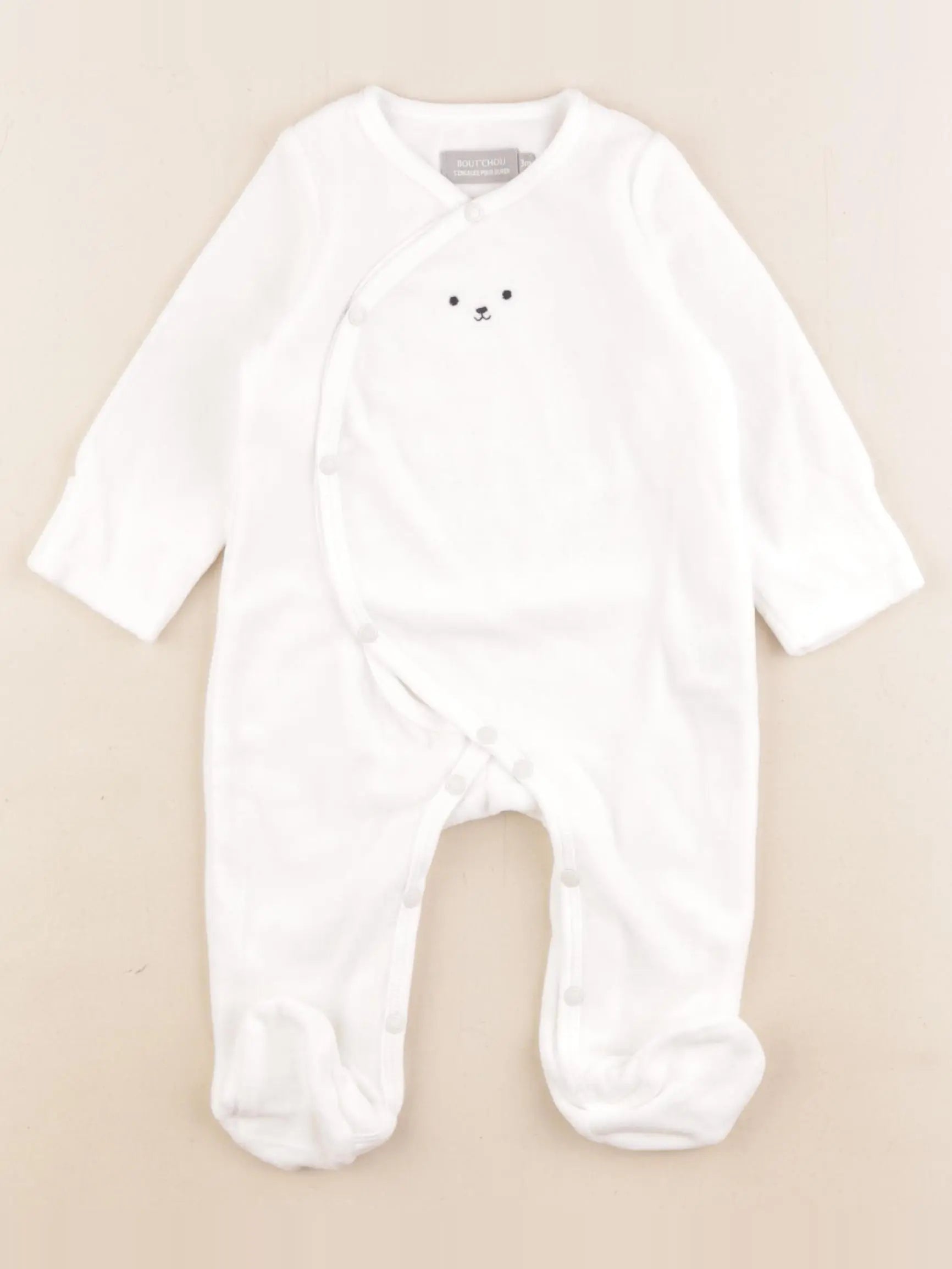 Boutchou - pyjama velours blanc - 3 mois