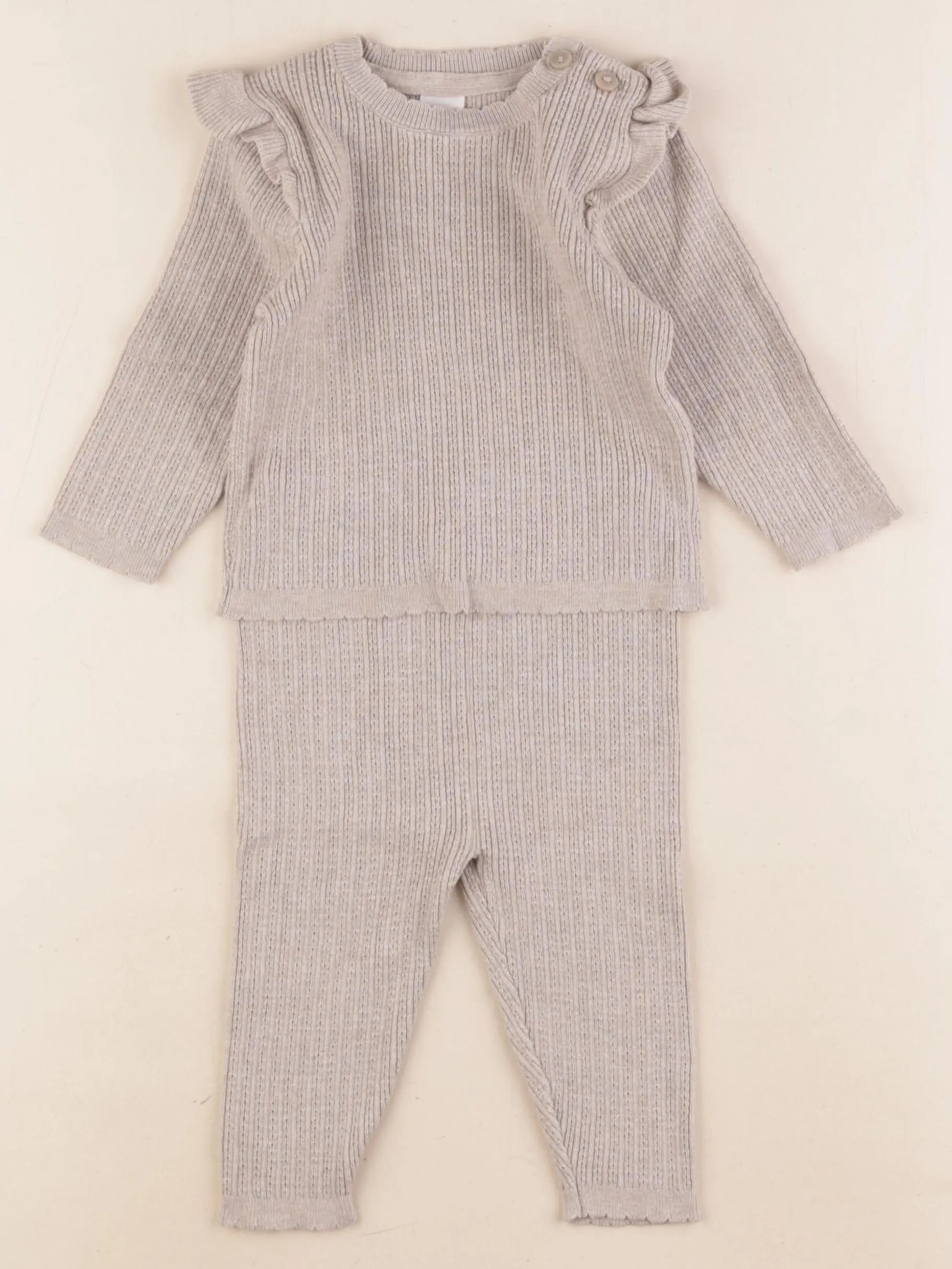 H&M - ensemble beige - 4/6 mois