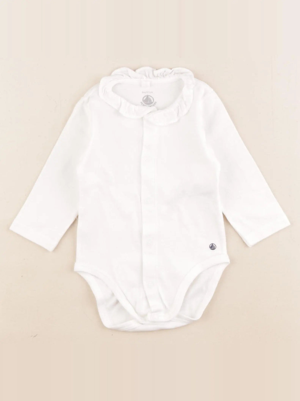 Petit Bateau - body à col blanc - 6 mois
