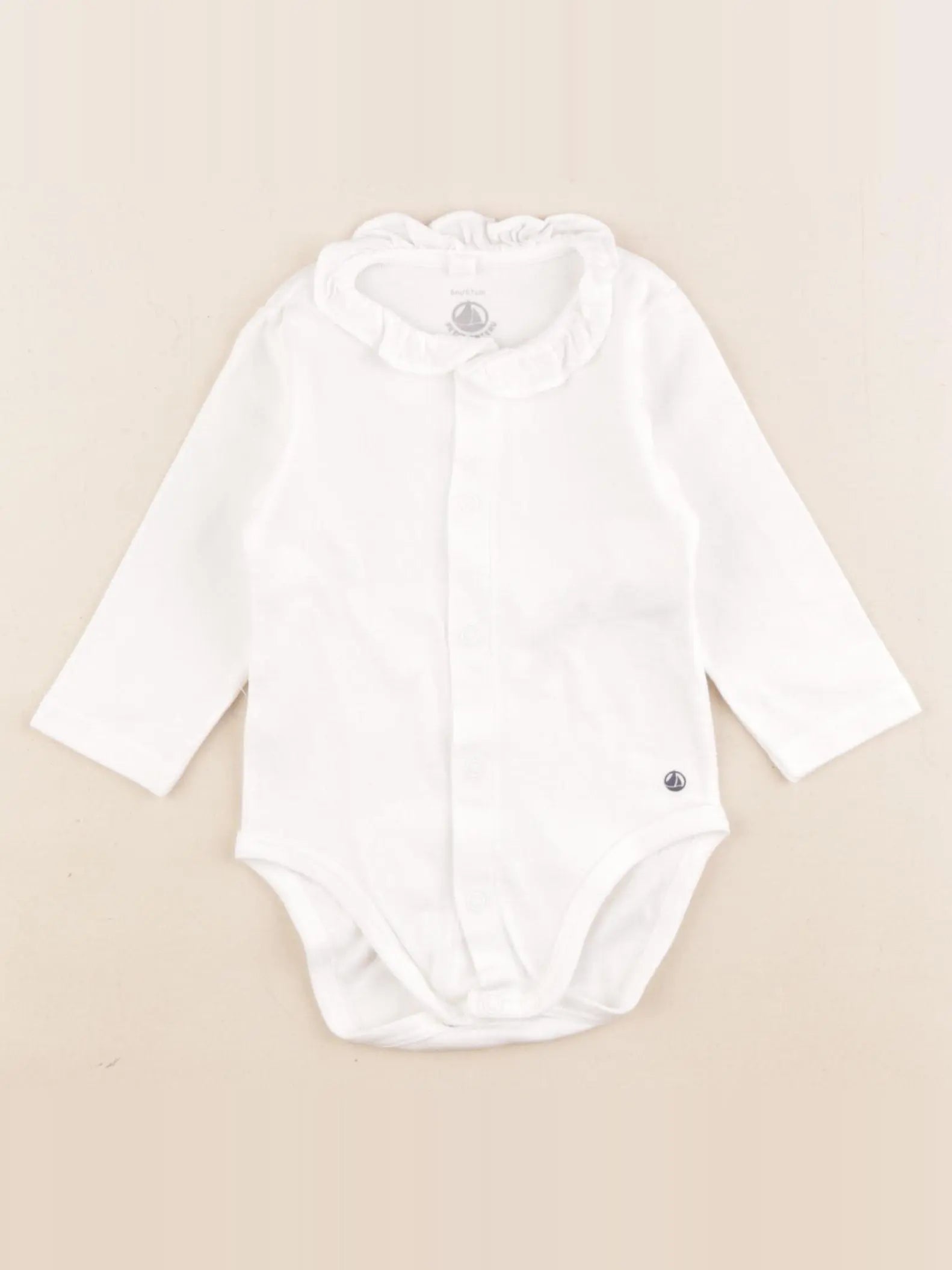 Petit Bateau - body à col blanc - 6 mois