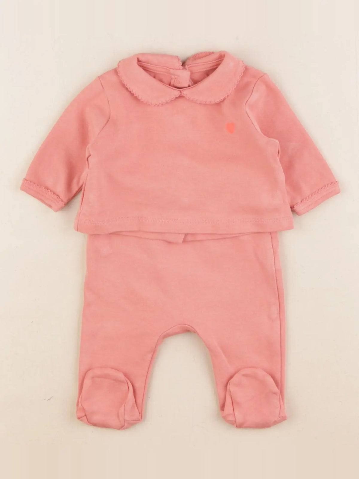 Vertbaudet - pyjama coton rose - 0 mois