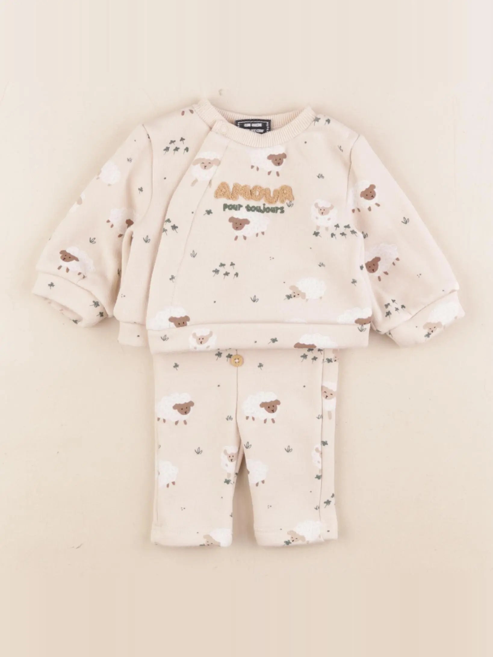 Tape à l'oeil - ensemble coton beige - 0 mois