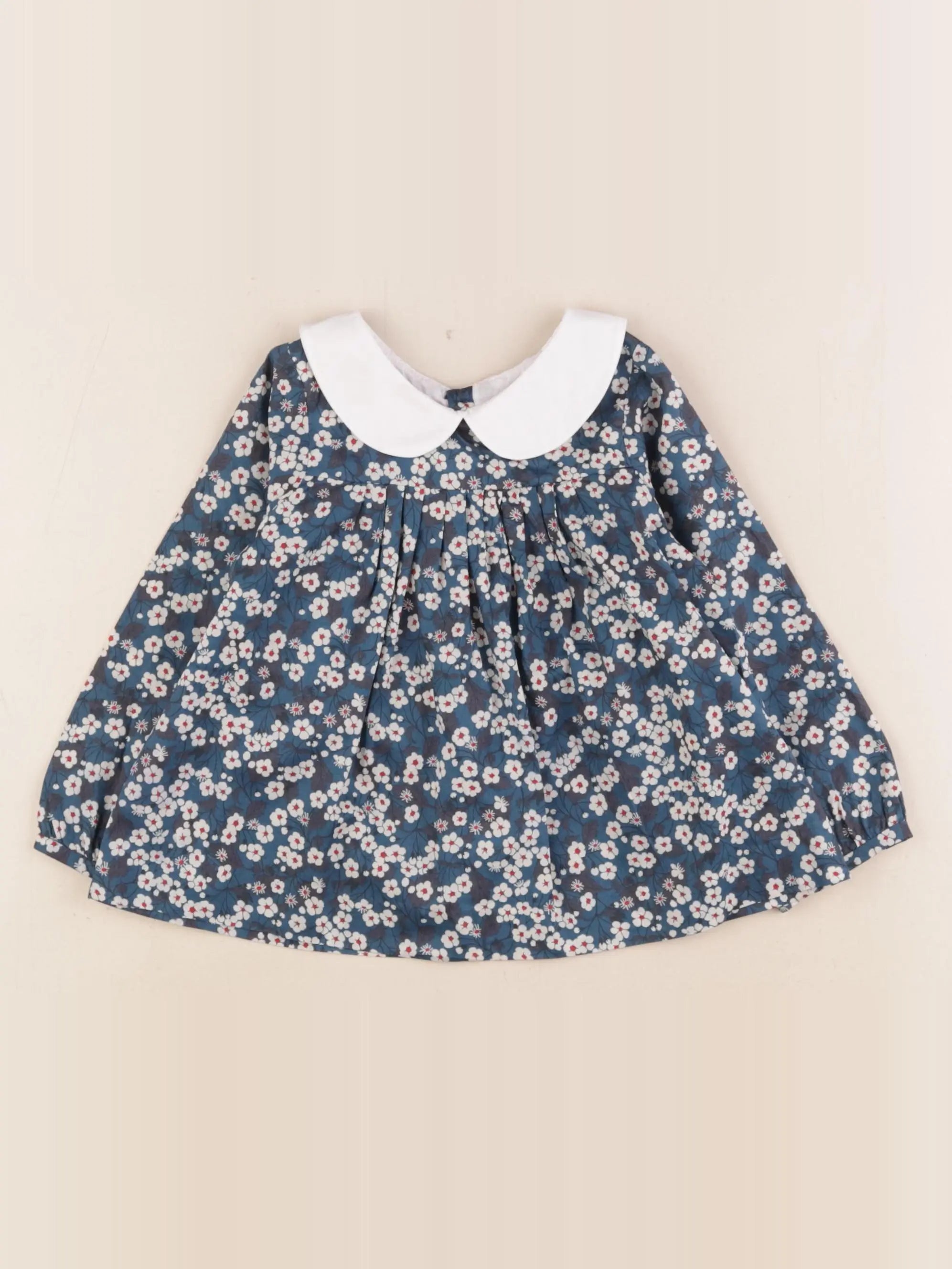 Jacadi - blouse liberty bleu, rouge - 24 mois